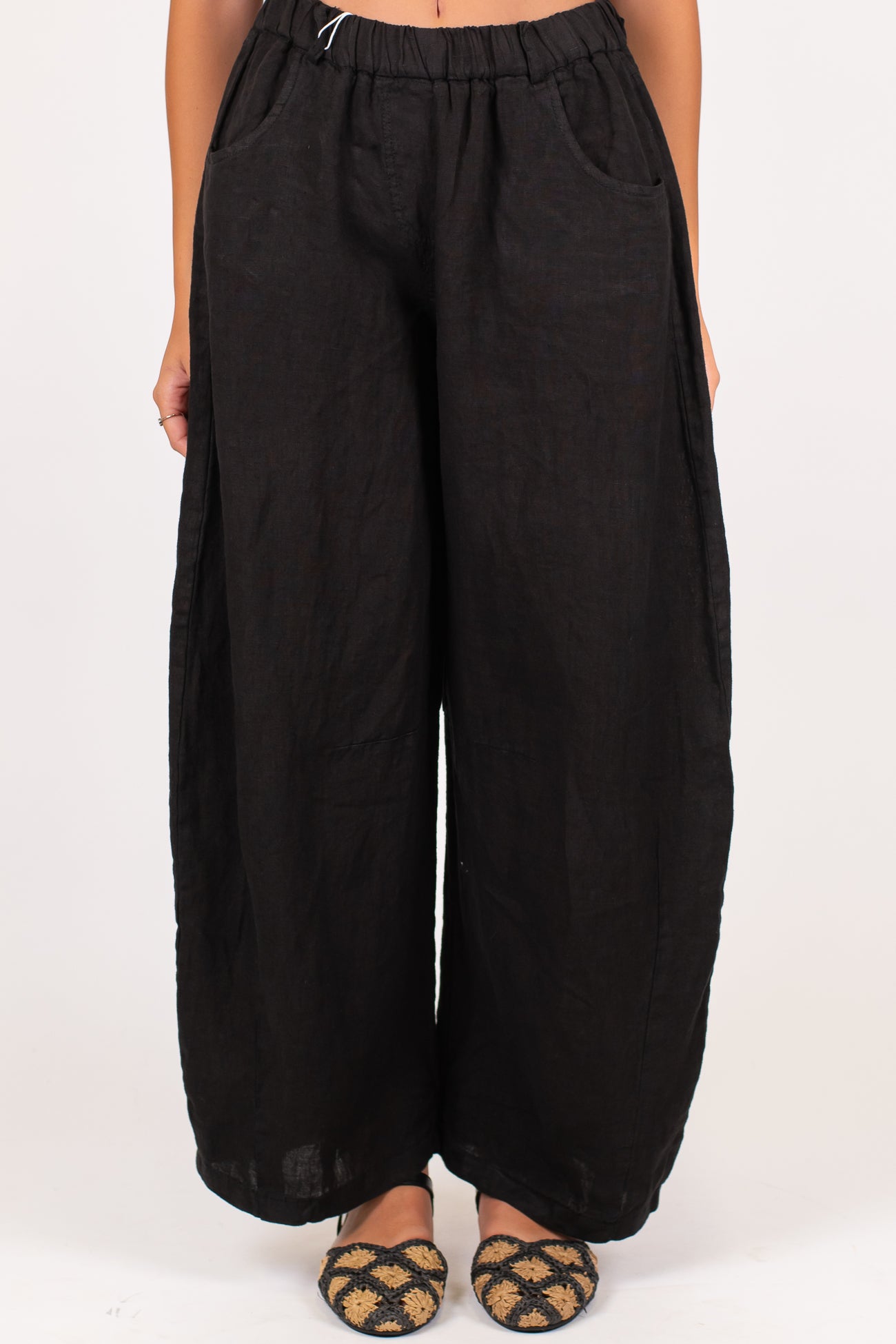 Motel - Pantalone balloon in puro lino con elastico in vita