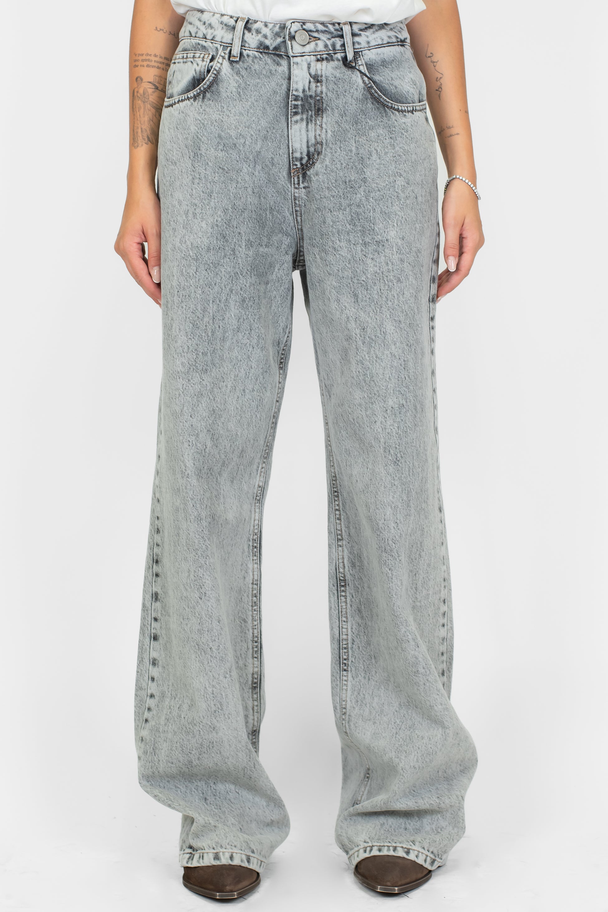 Tensione in - Jeans palazzo lavaggio scuro modello Irene