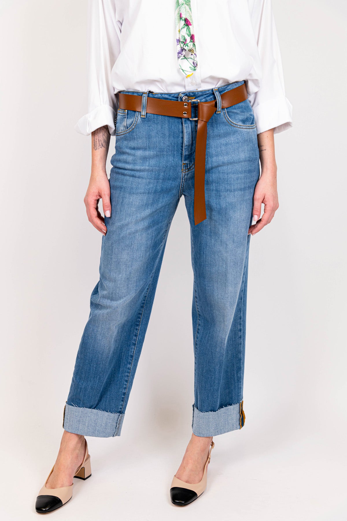 Haveone - Jeans Mandy regular con risvolto