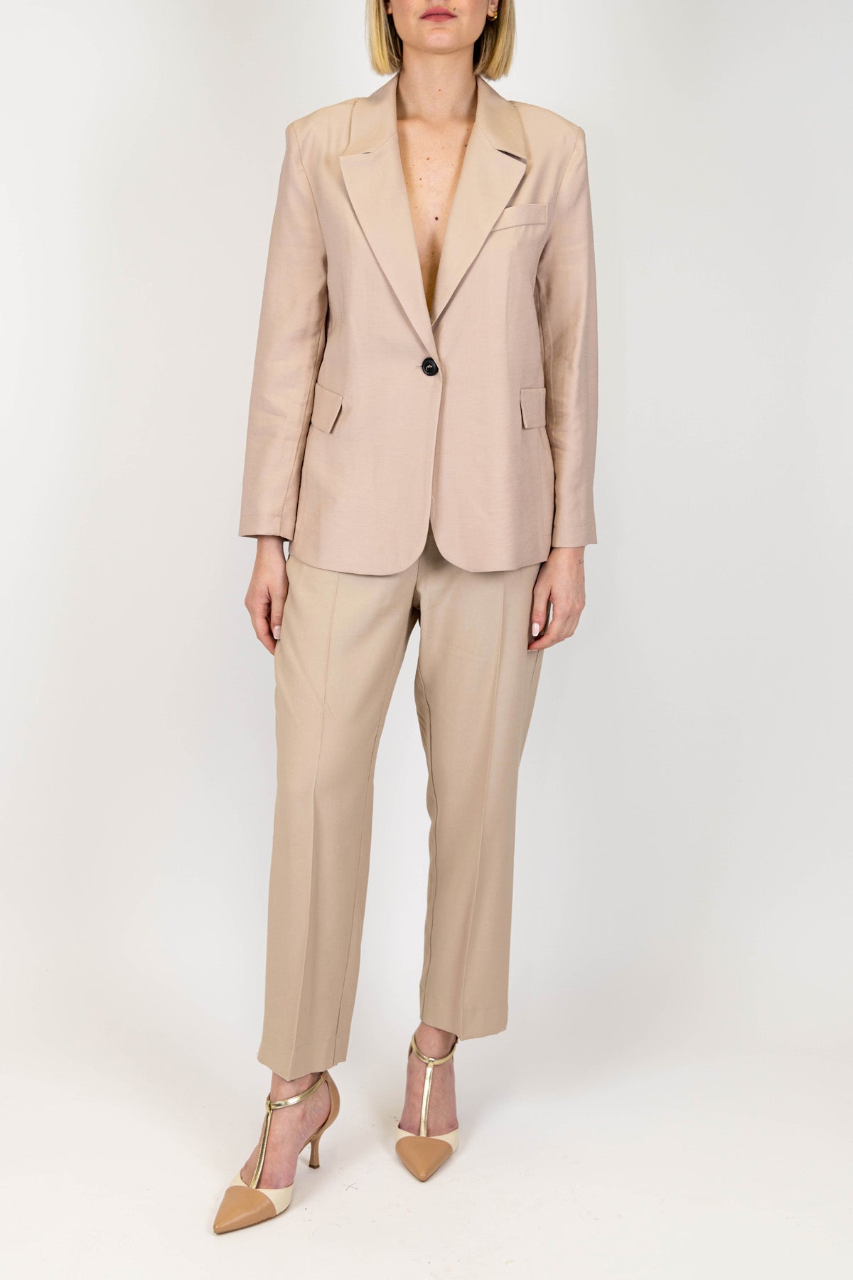 Maryley - Pantalone slim con elastico in vita