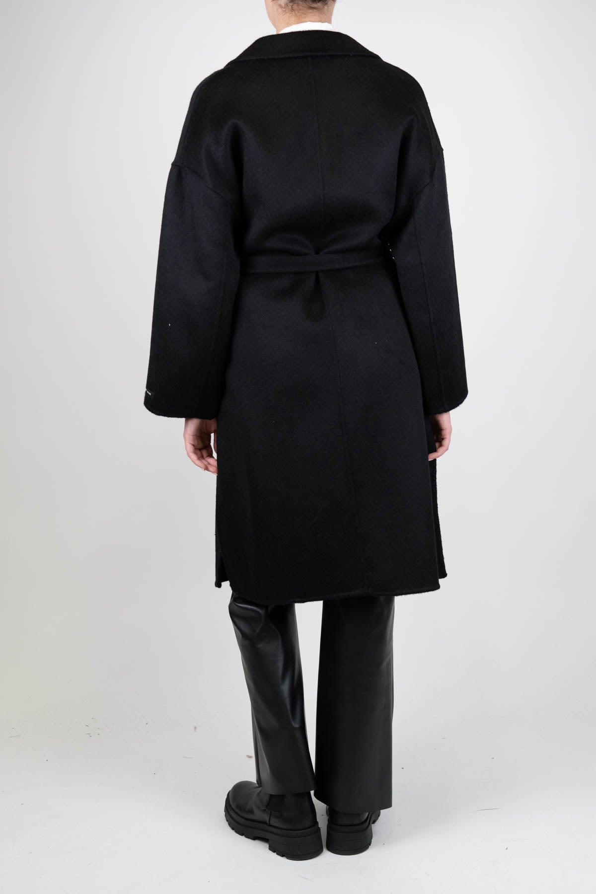 Haveone - Cappotto modello vestaglia in misto lana con tasconi frontali