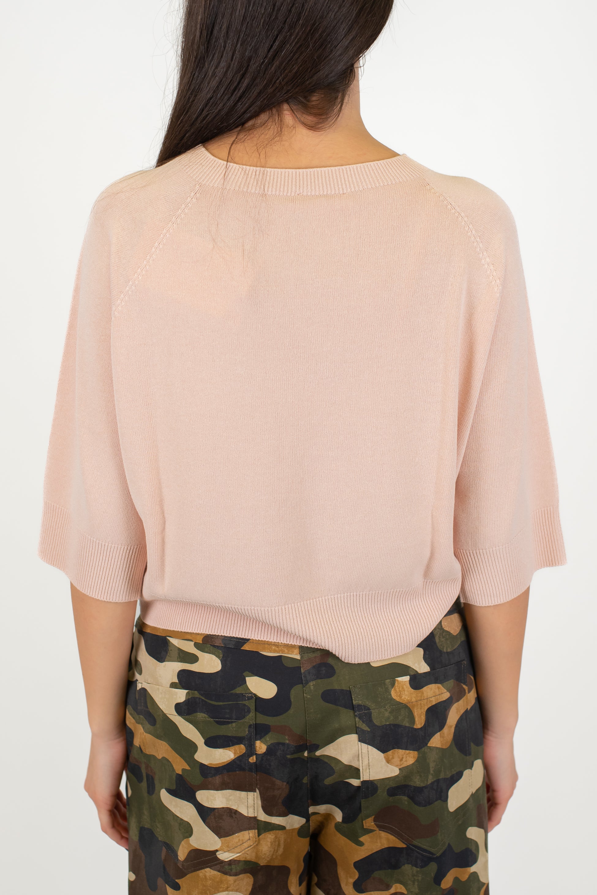 Kontatto - Maglia girocollo con manica tre quarti in viscosa leggera