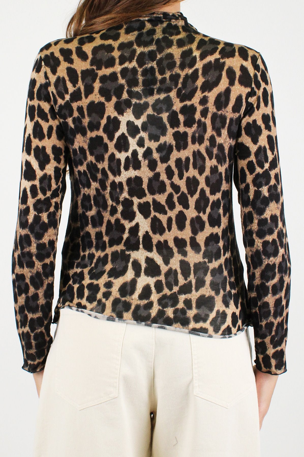Haveone - Maglia basic mezzo collo fantasia animalier in misto lana e cashmere