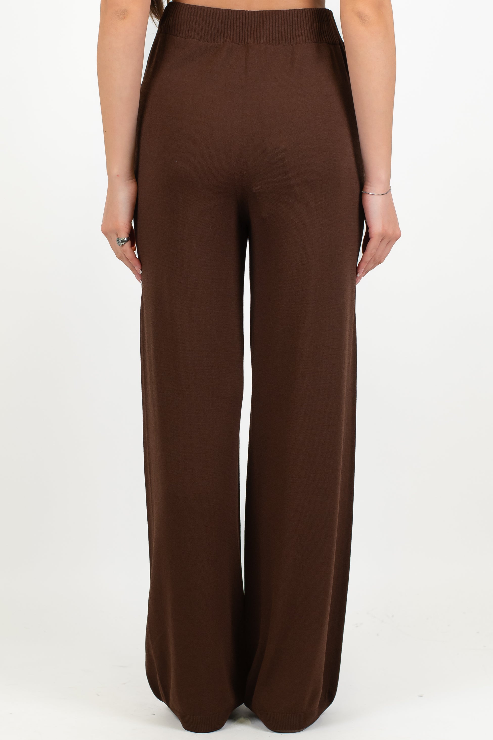 Maryley - Pantalone palazzo in viscosa leggera con elastico in vita