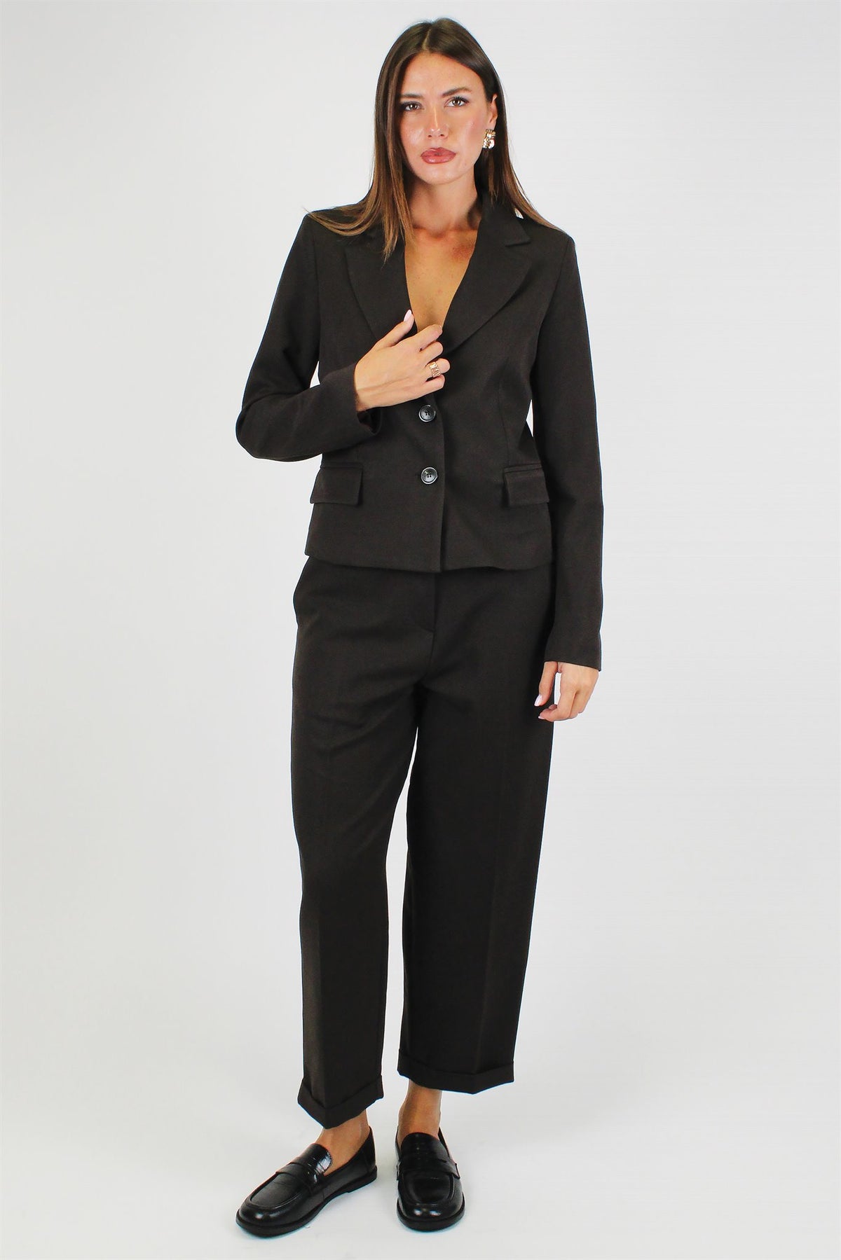 Maryley - Giacca crop monopetto con taschini laterali