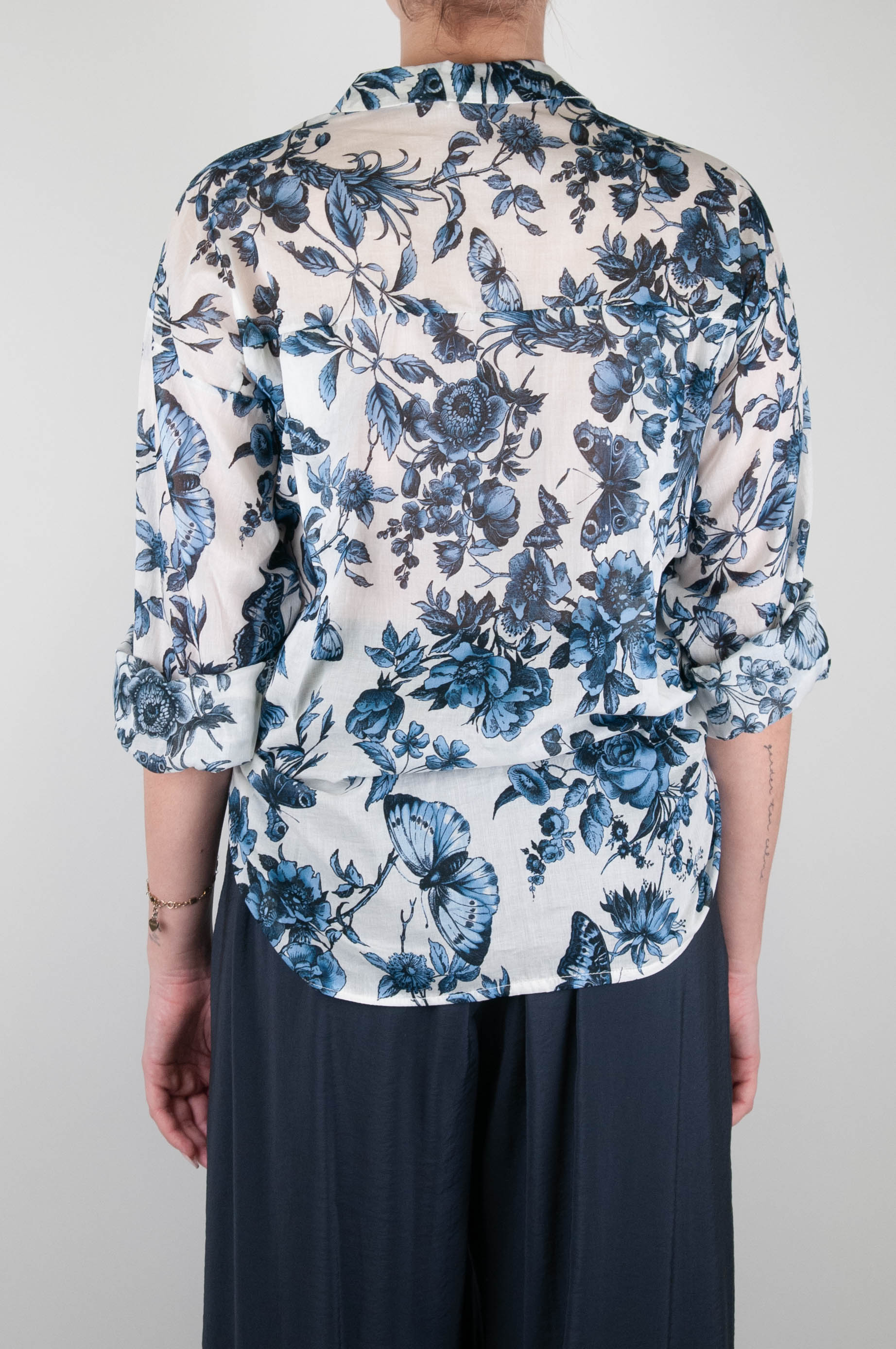 Tension in - Floral patterned shirt in cotton muslin