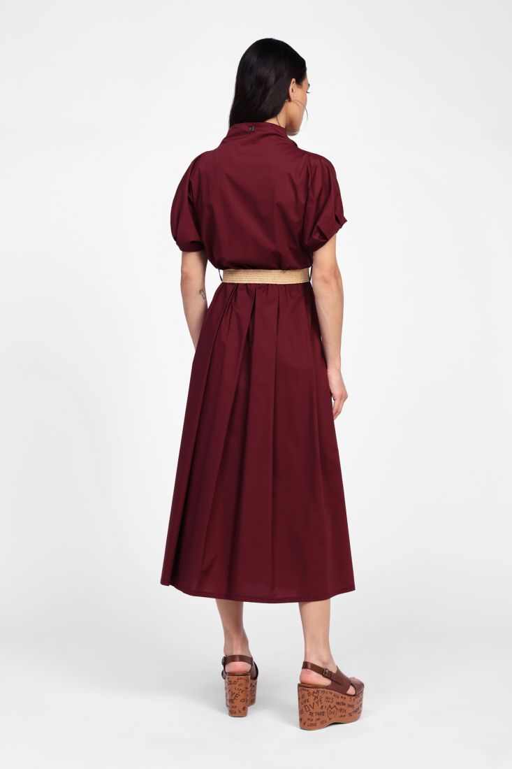 Dixie - Abito in cotone mezza manica con cintura intrecciata