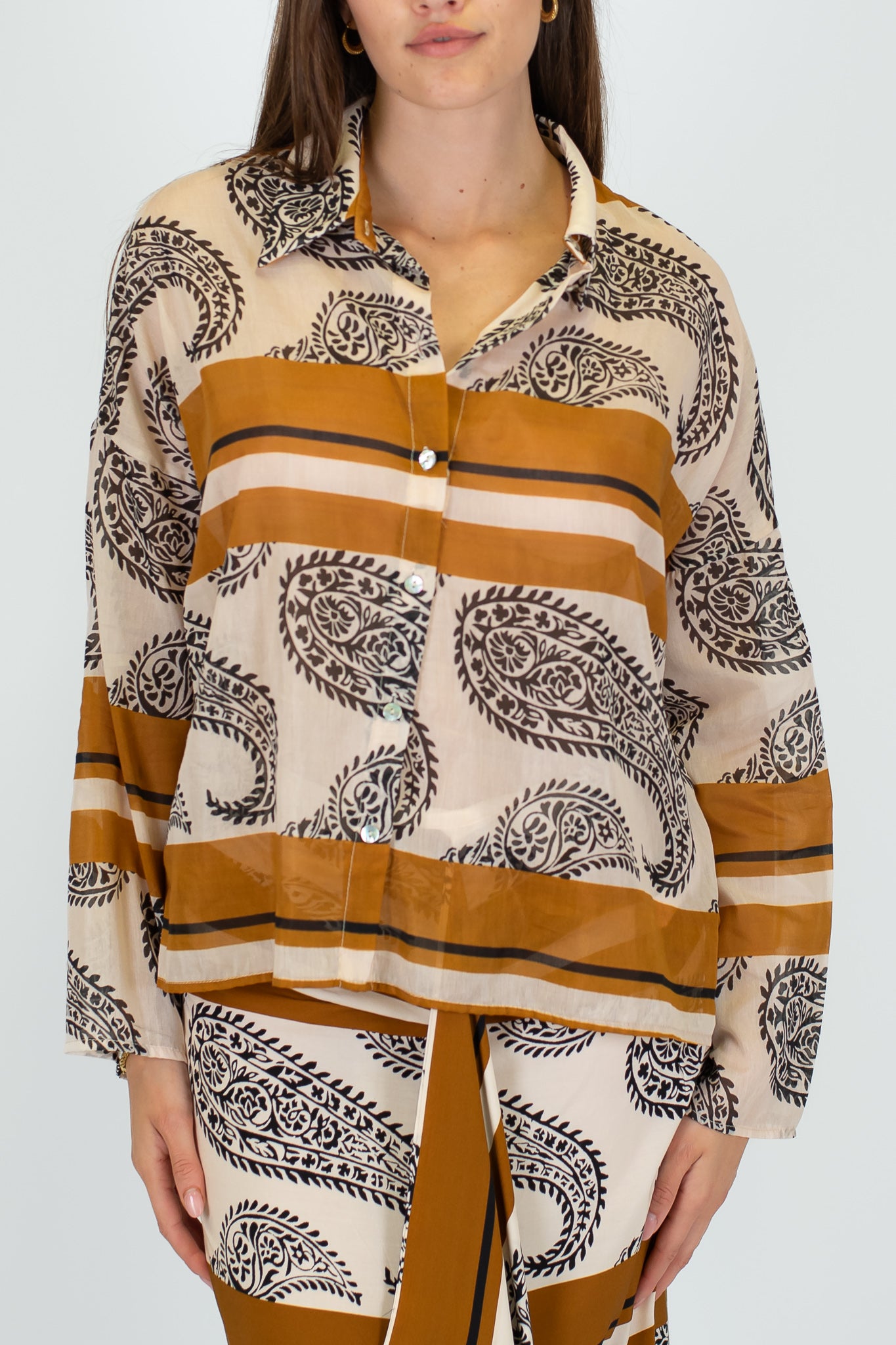 Haveone - Camicia in misto seta fantasia