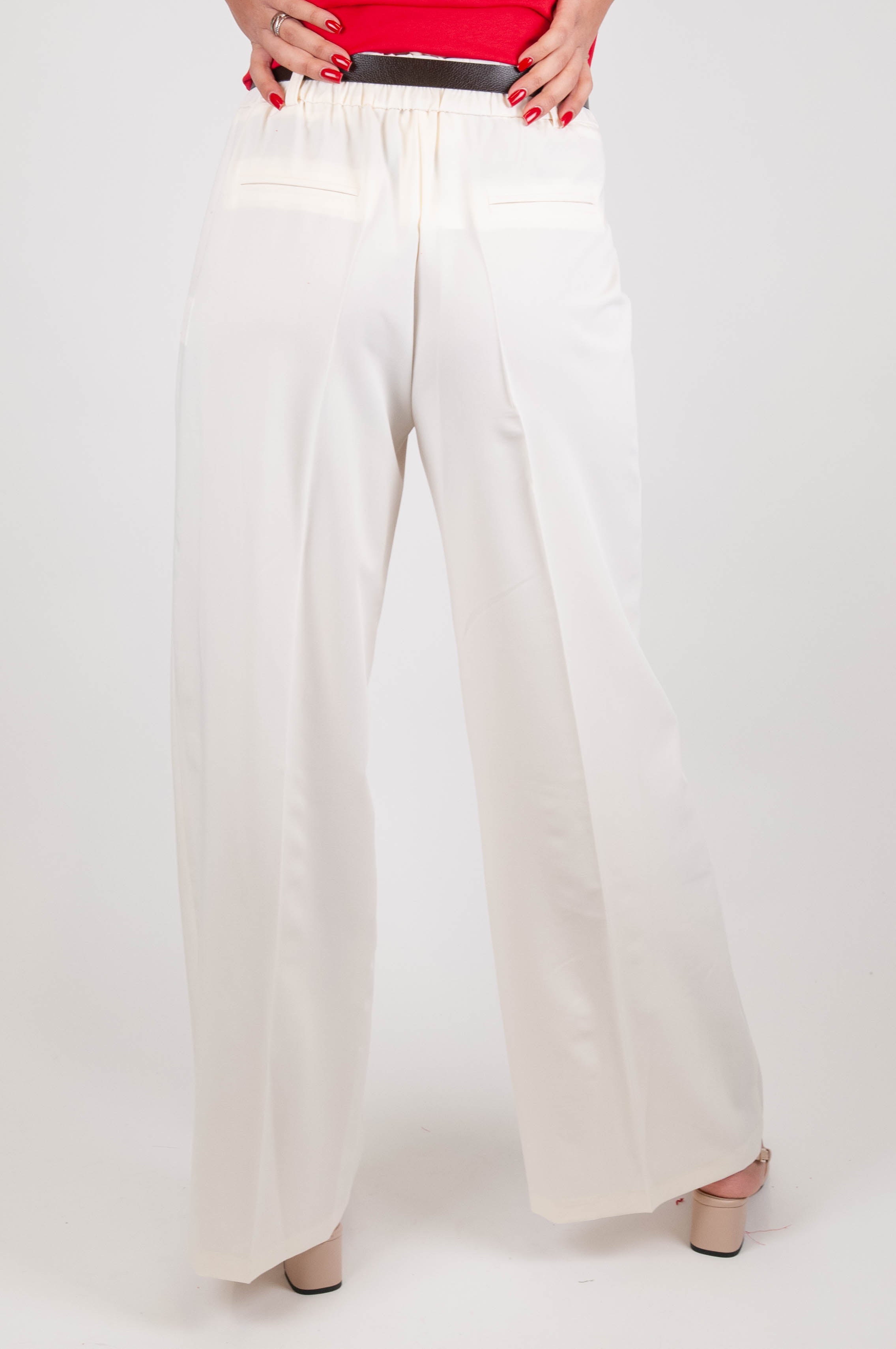 Haveone - Pantalone palazzo con piega stirata ed elastico dietro