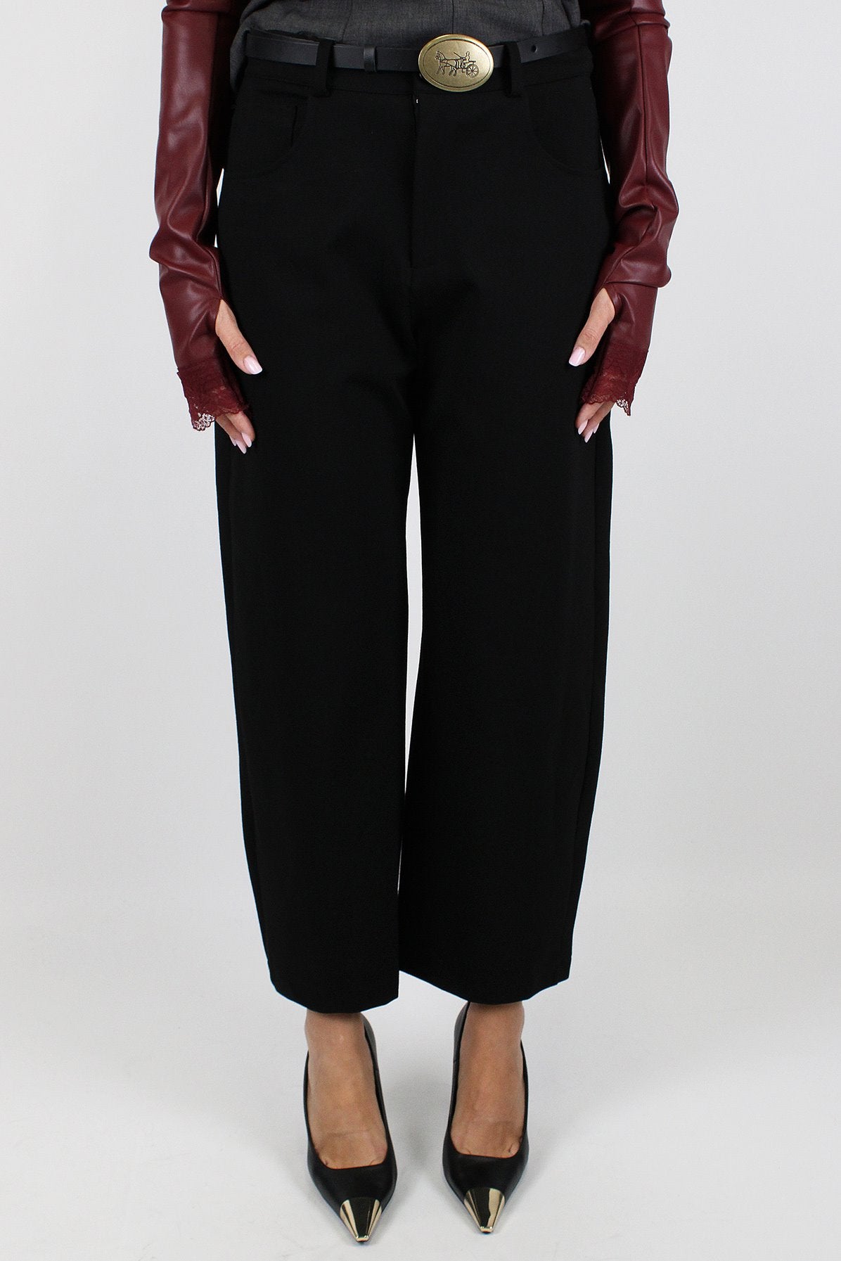 Tensione in - Pantalone balloon crop in punto milano