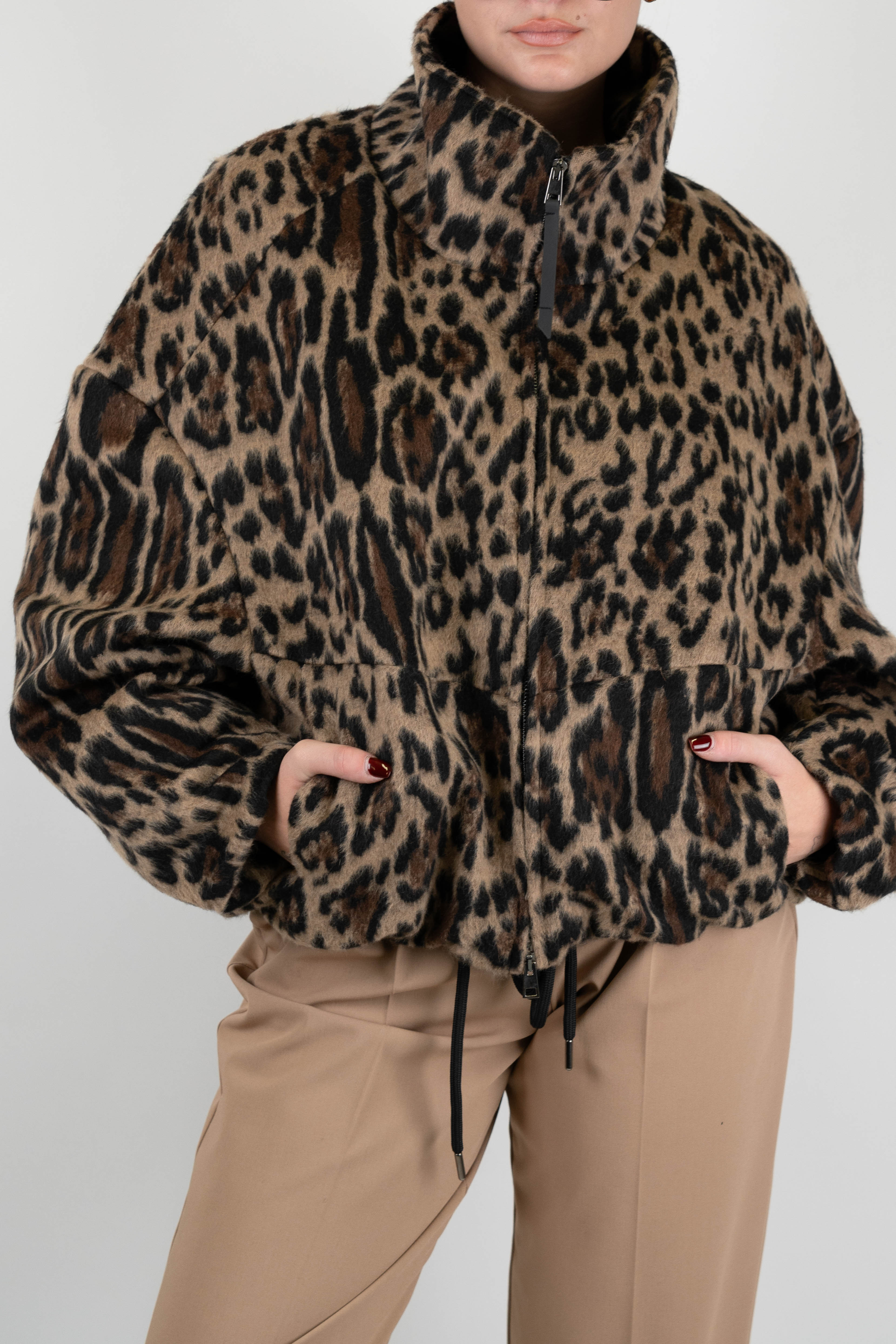 Tensione in - Bomber fantasia animalier in misto lana