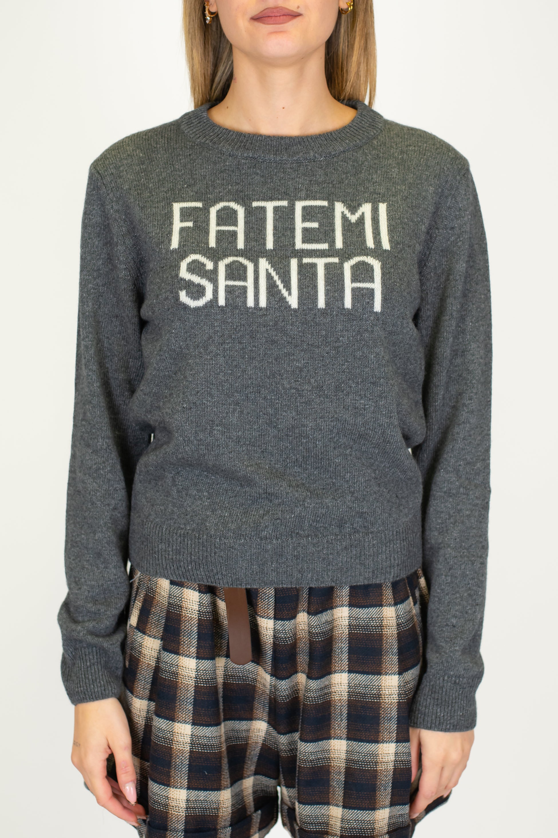 Tensione in - Maglia con scritta in misto lana e cashmere