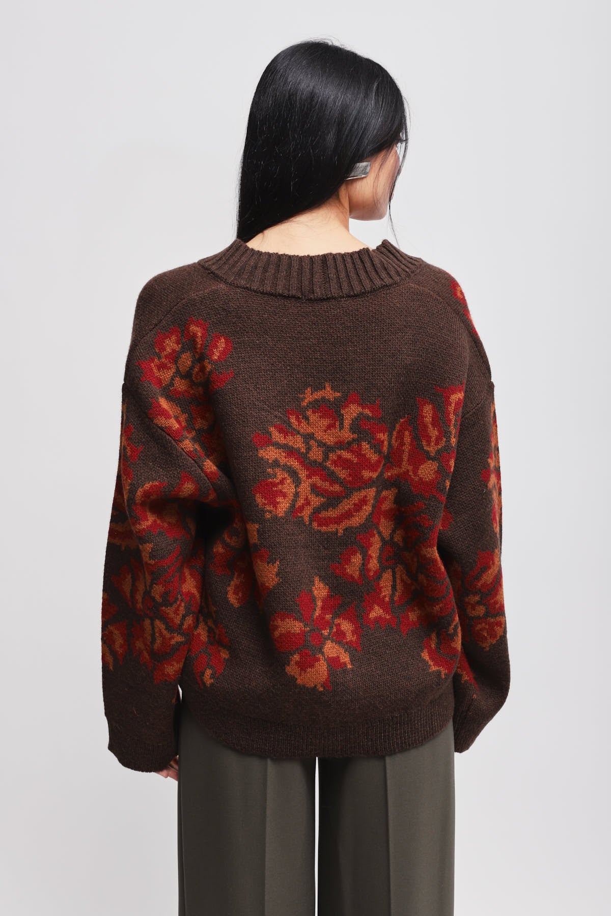 Maryley - Cardigan over in misto lana fantasia fiori