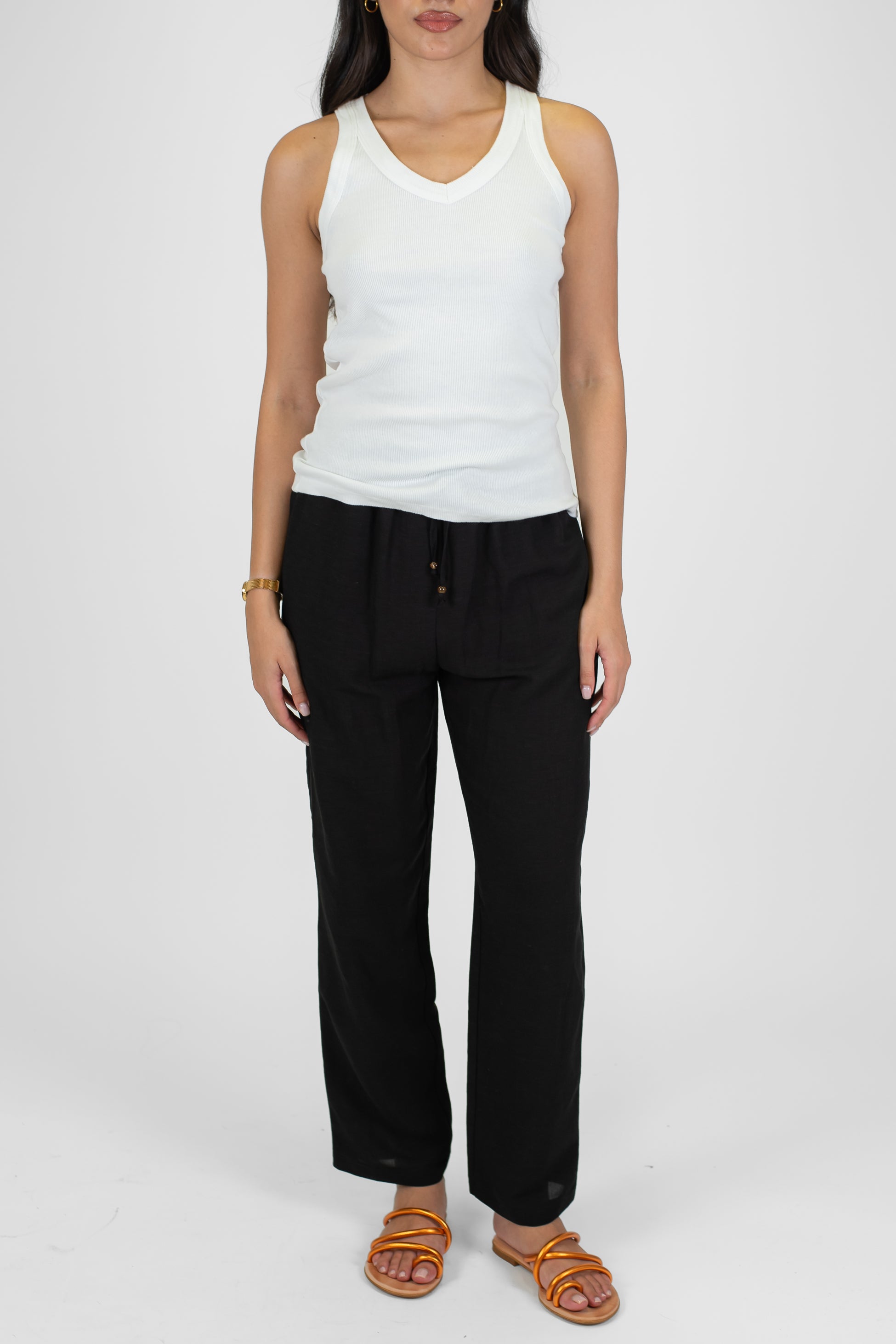 Motel - Pantalone in misto lino e viscosa con coulisse