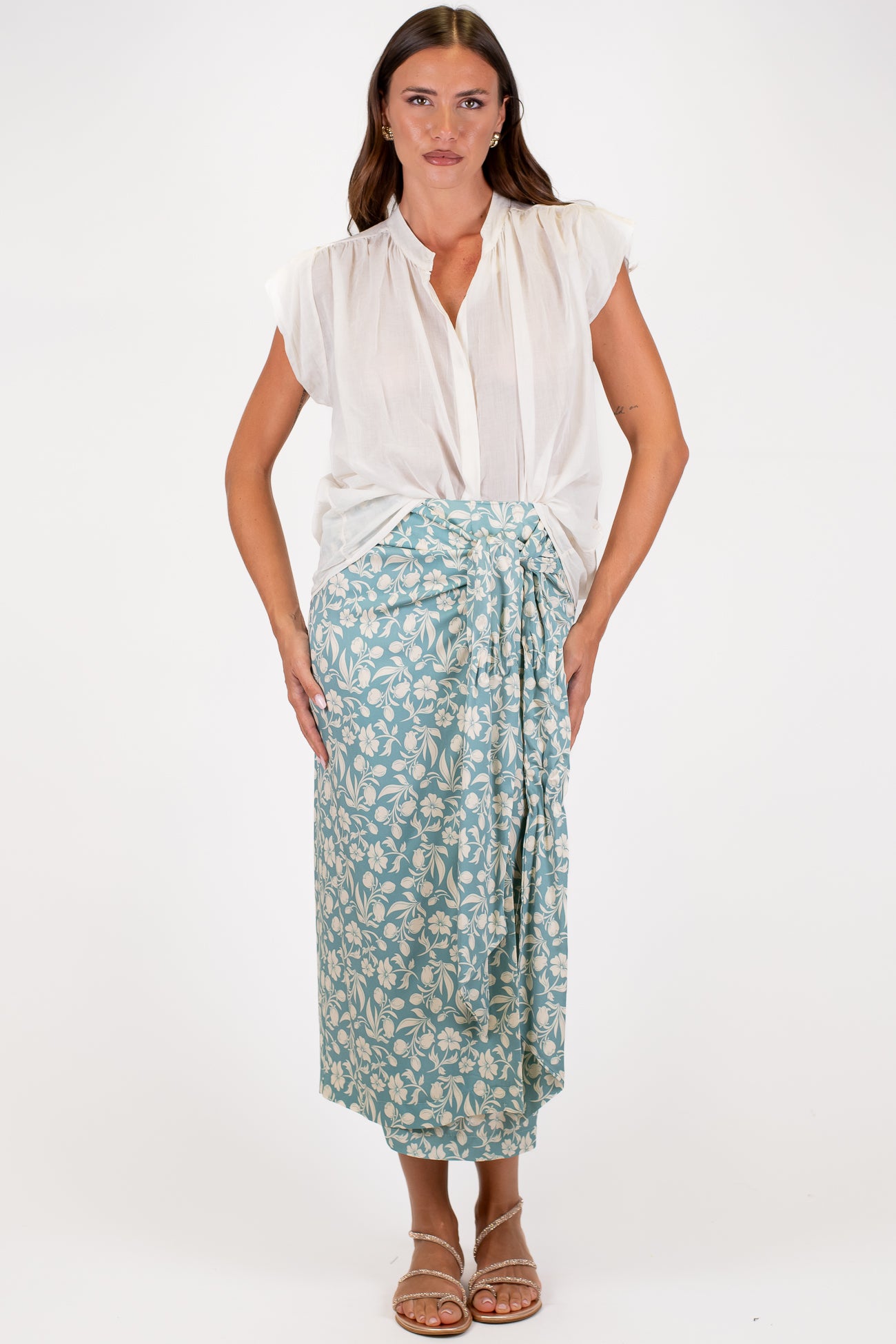 Maryley - Gonna pareo in viscosa fantasia fiori