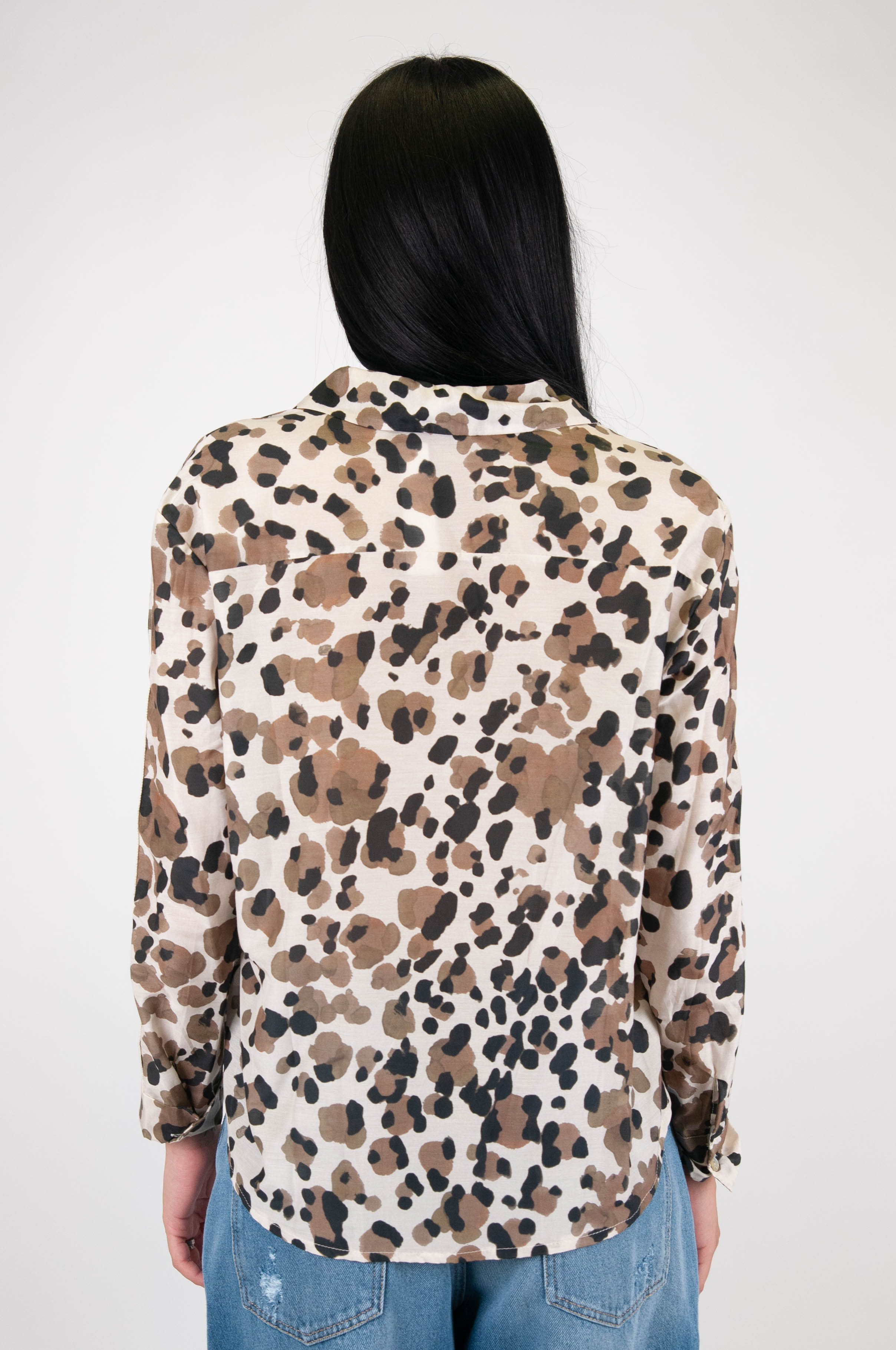 Motel - Camicia fantasia animalier in misto seta