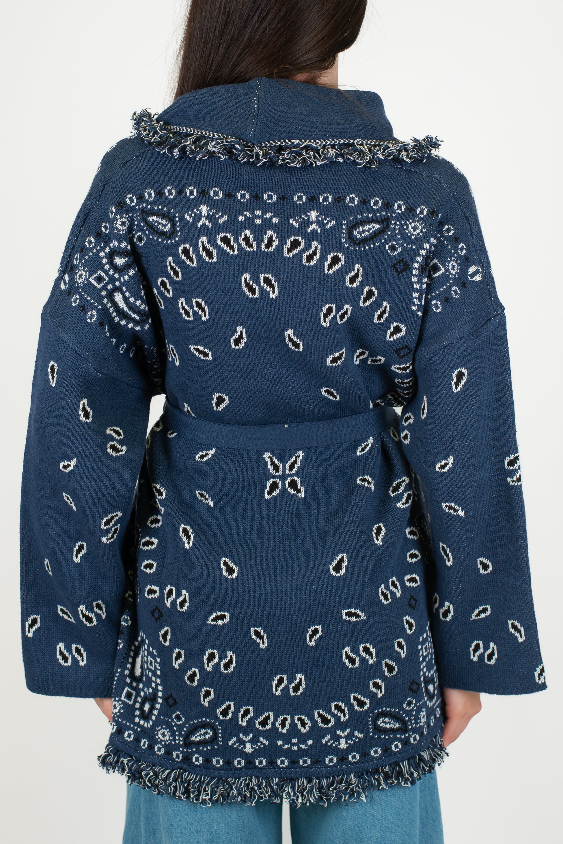 Tensione in - Cardigan fantasia bandana con frange