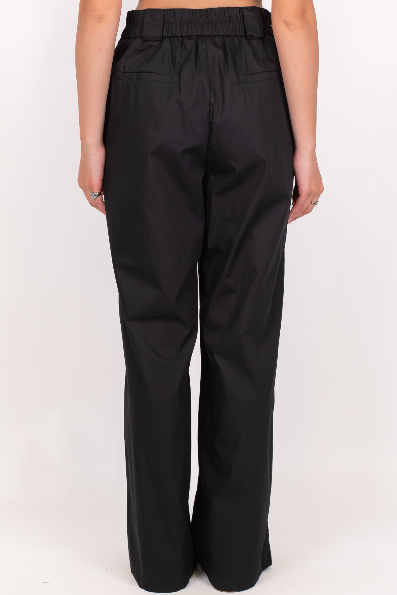 Tensione in - Pantalone palazzo in cotone leggero tela paracadute con elastico sul retro