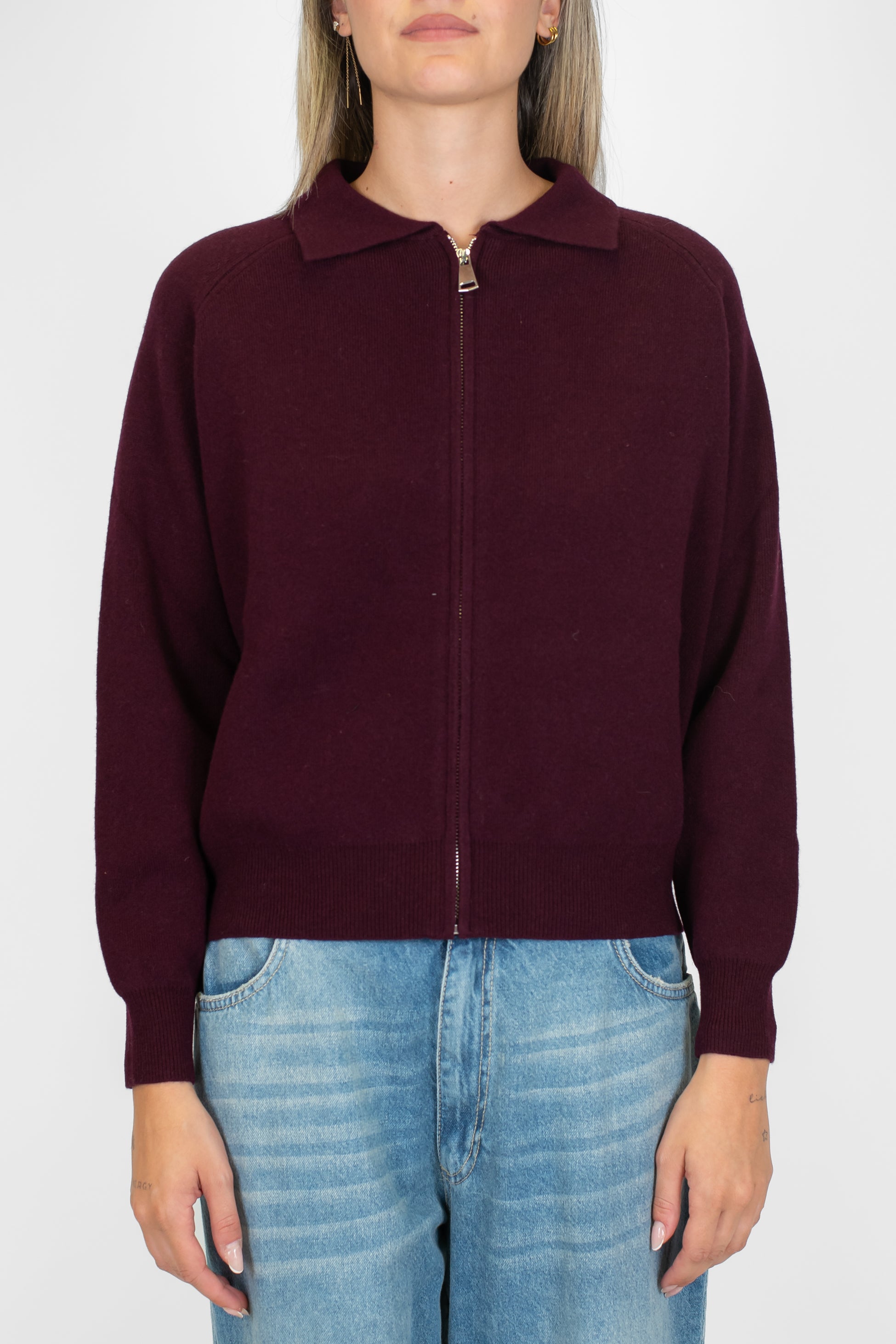 Tensione in - Cardigan in pura lana con chiusura zip