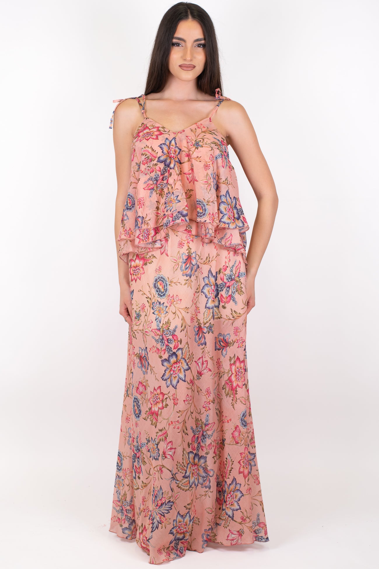 Tensione in - Gonna fantasia floreale in tencel con elastico in vita
