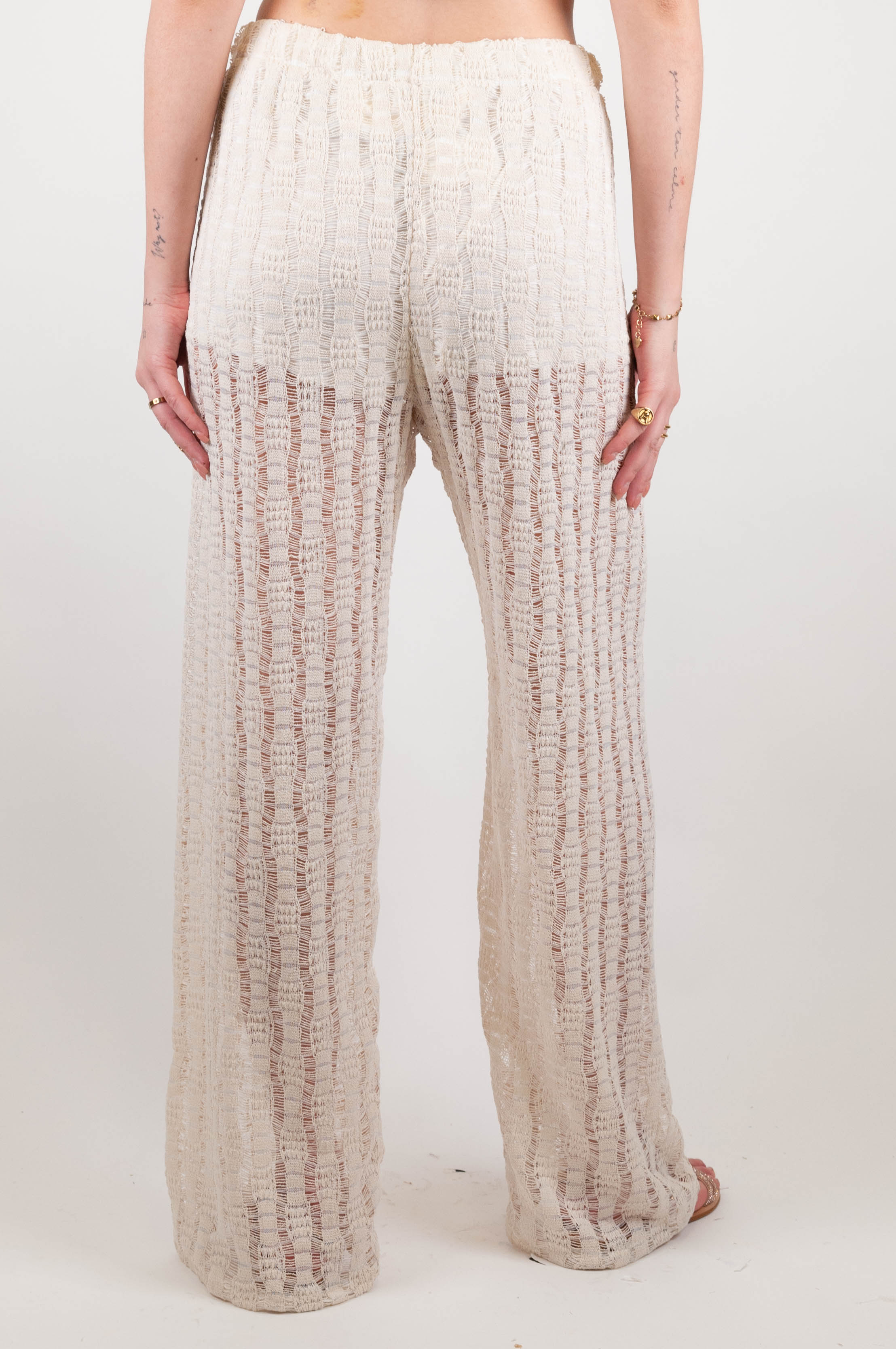 Haveone - Pantalone palazzo crochet con elastico in vita