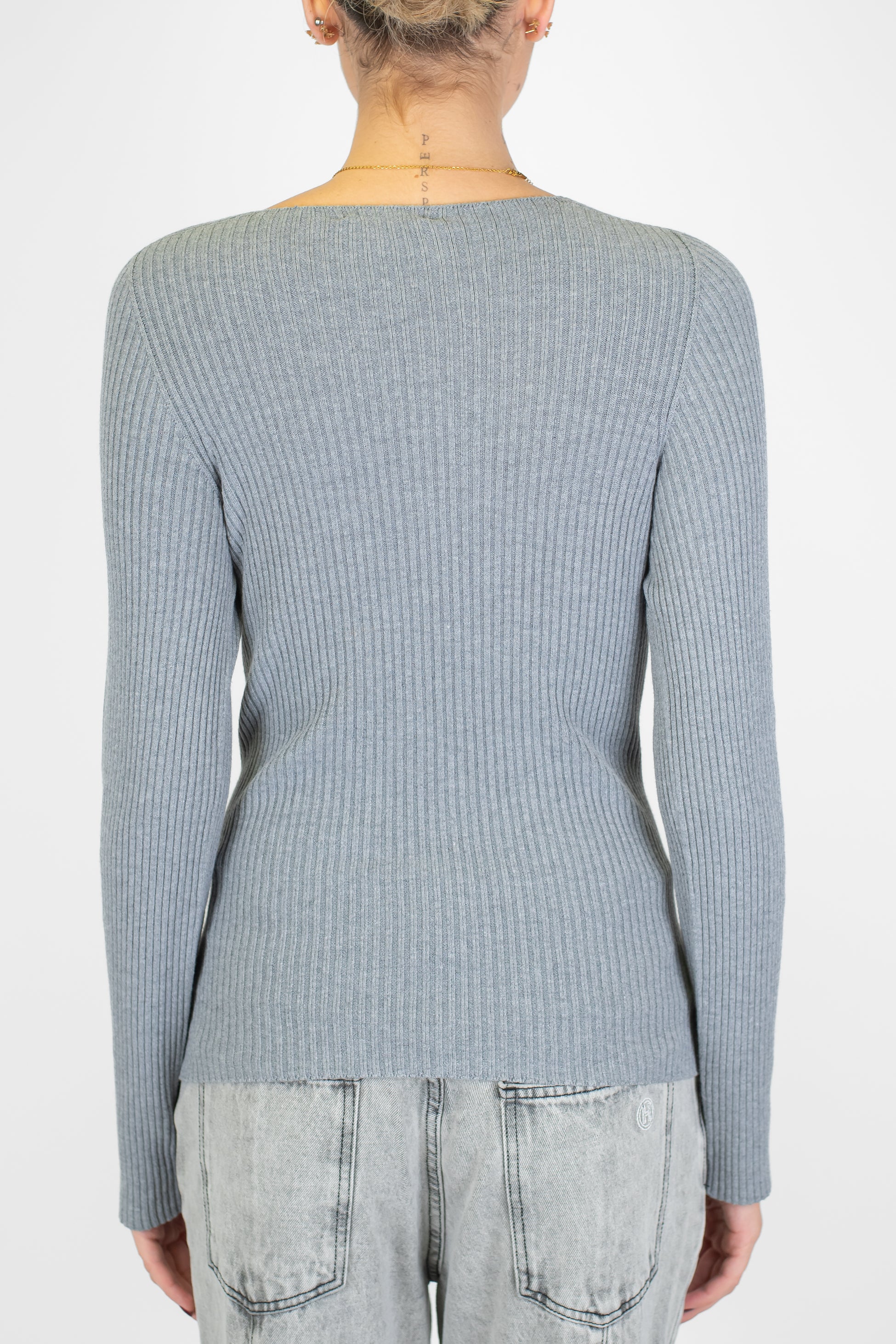 Kontatto - Maglia con scollo quadrato a costine