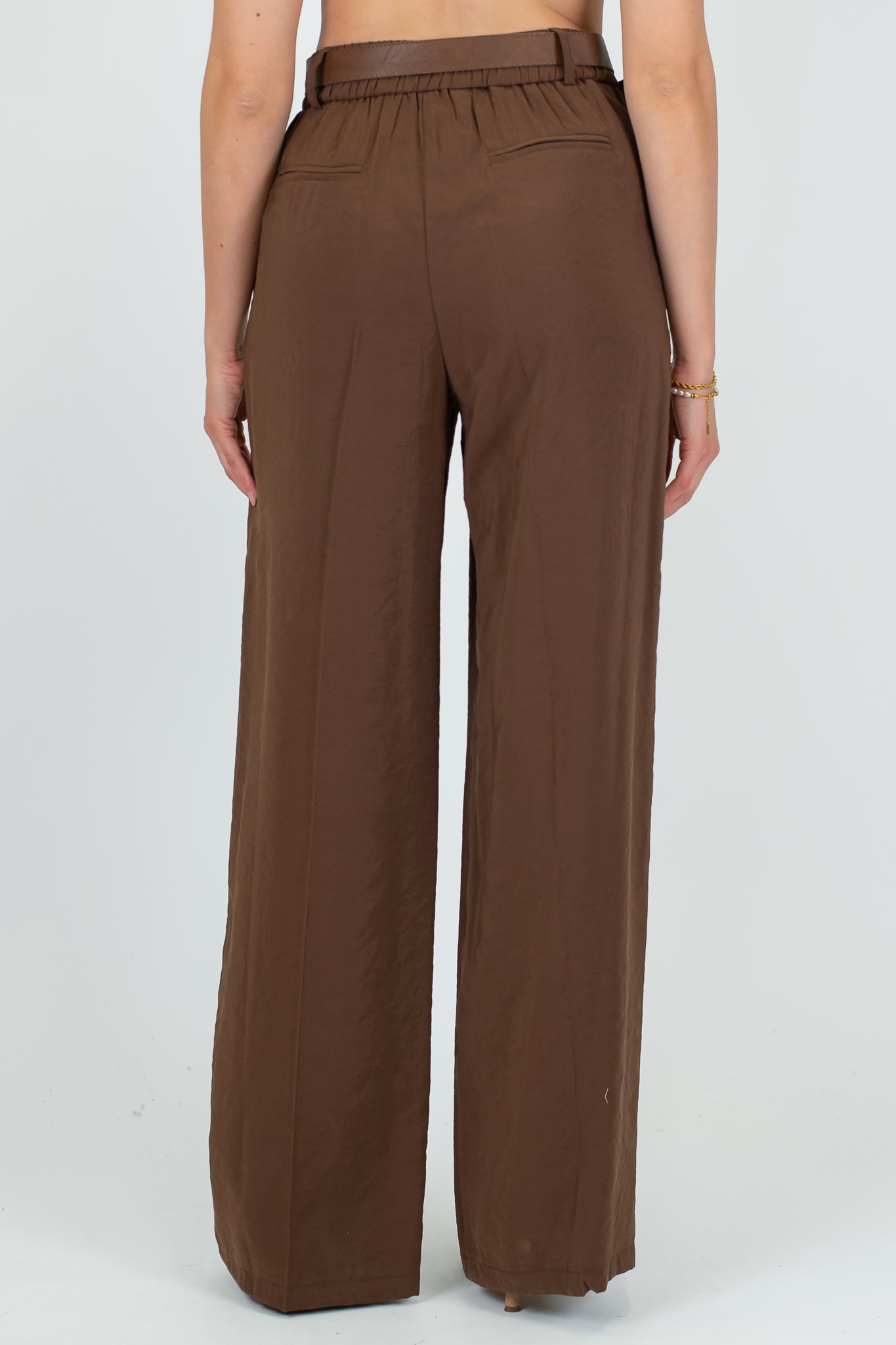 Haveone - Pantalone palazzo con elastico dietro e cintura