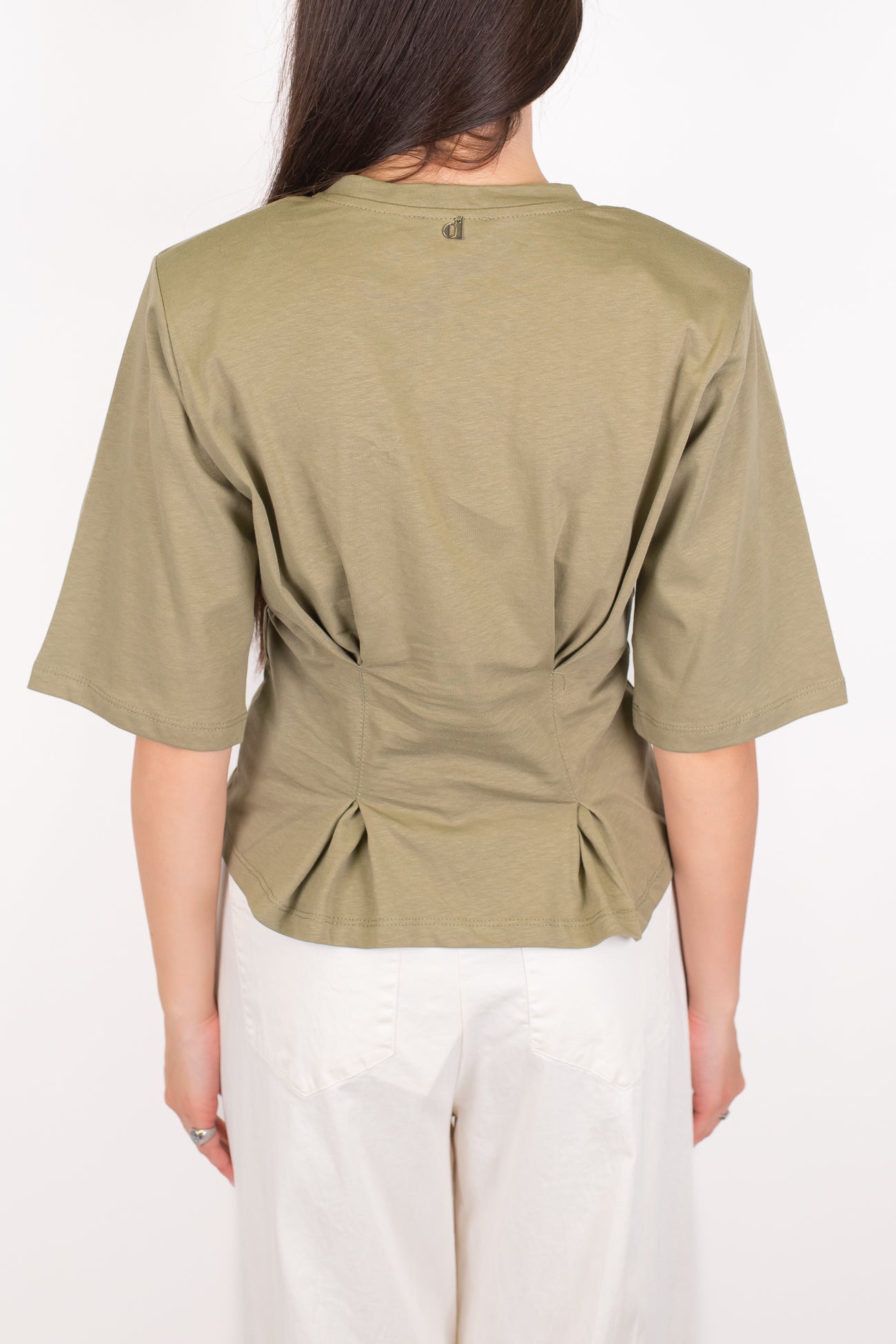 Dixie - T-shirt crop con pinces e arriccio