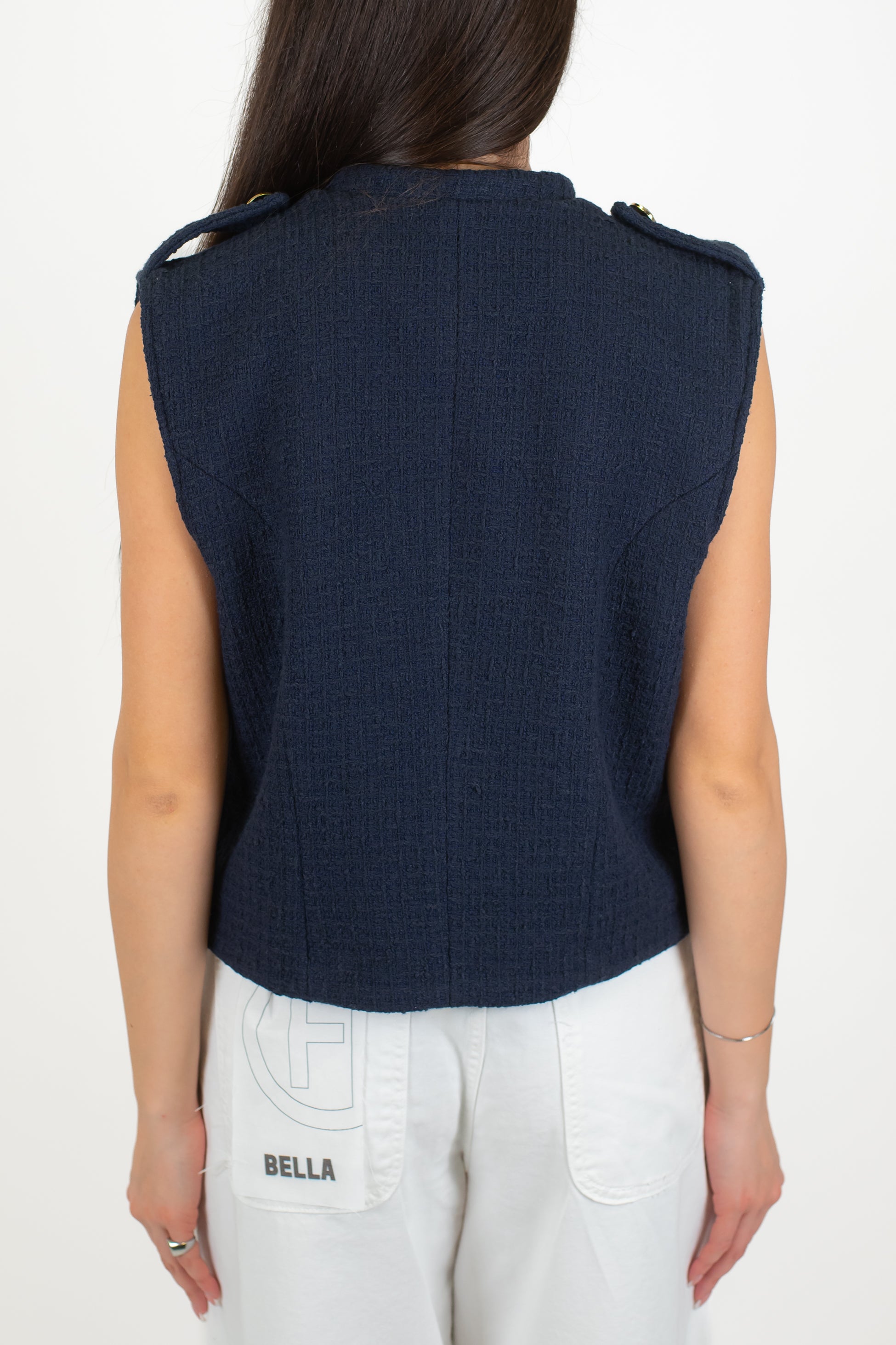 Motel - Gilet aperto in tweed modello Napoleone