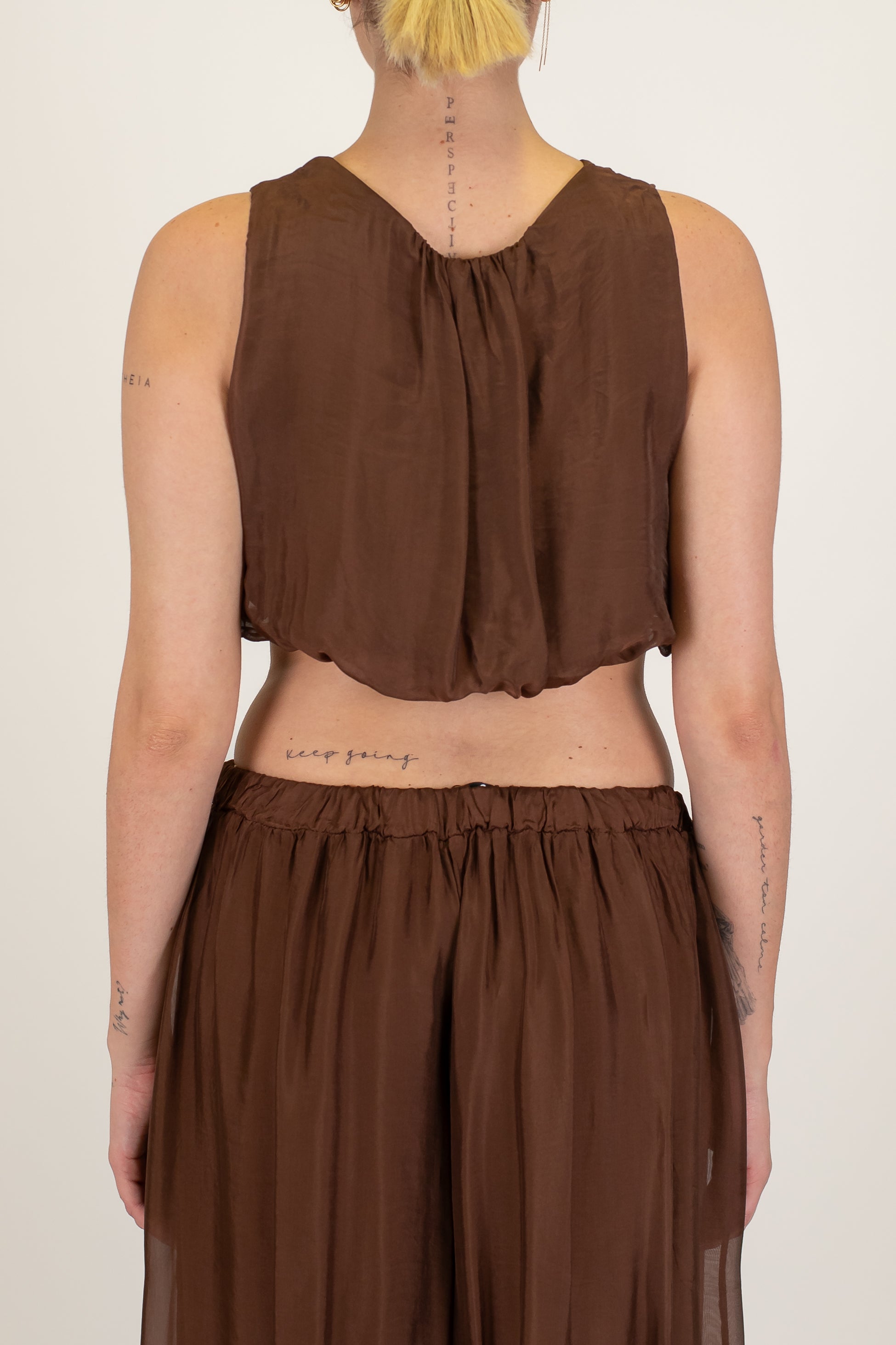 Haveone - Top in misto viscosa e seta con sbuffo sul fondo