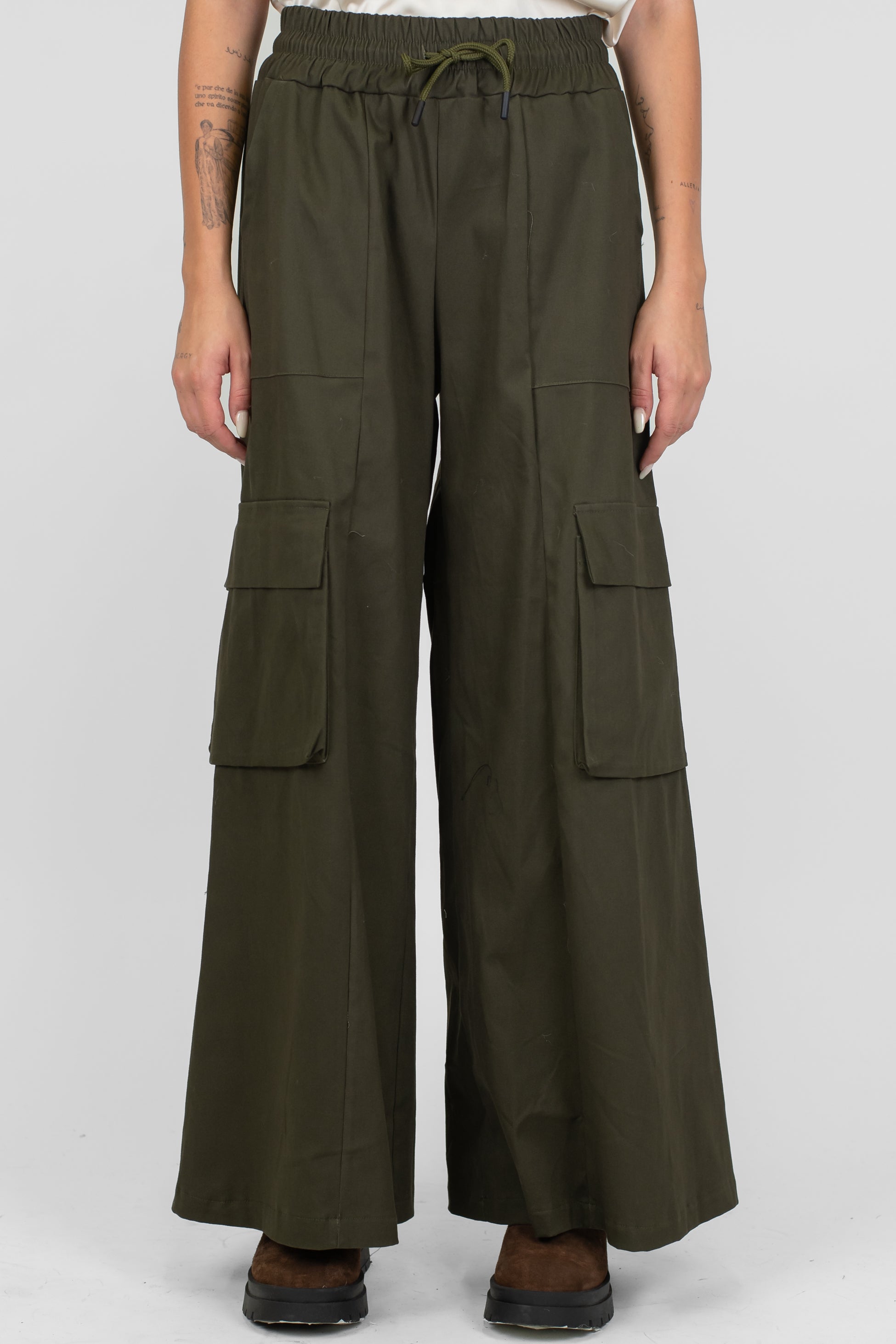 Haveone - Pantalone palazzo cargo con coulisse