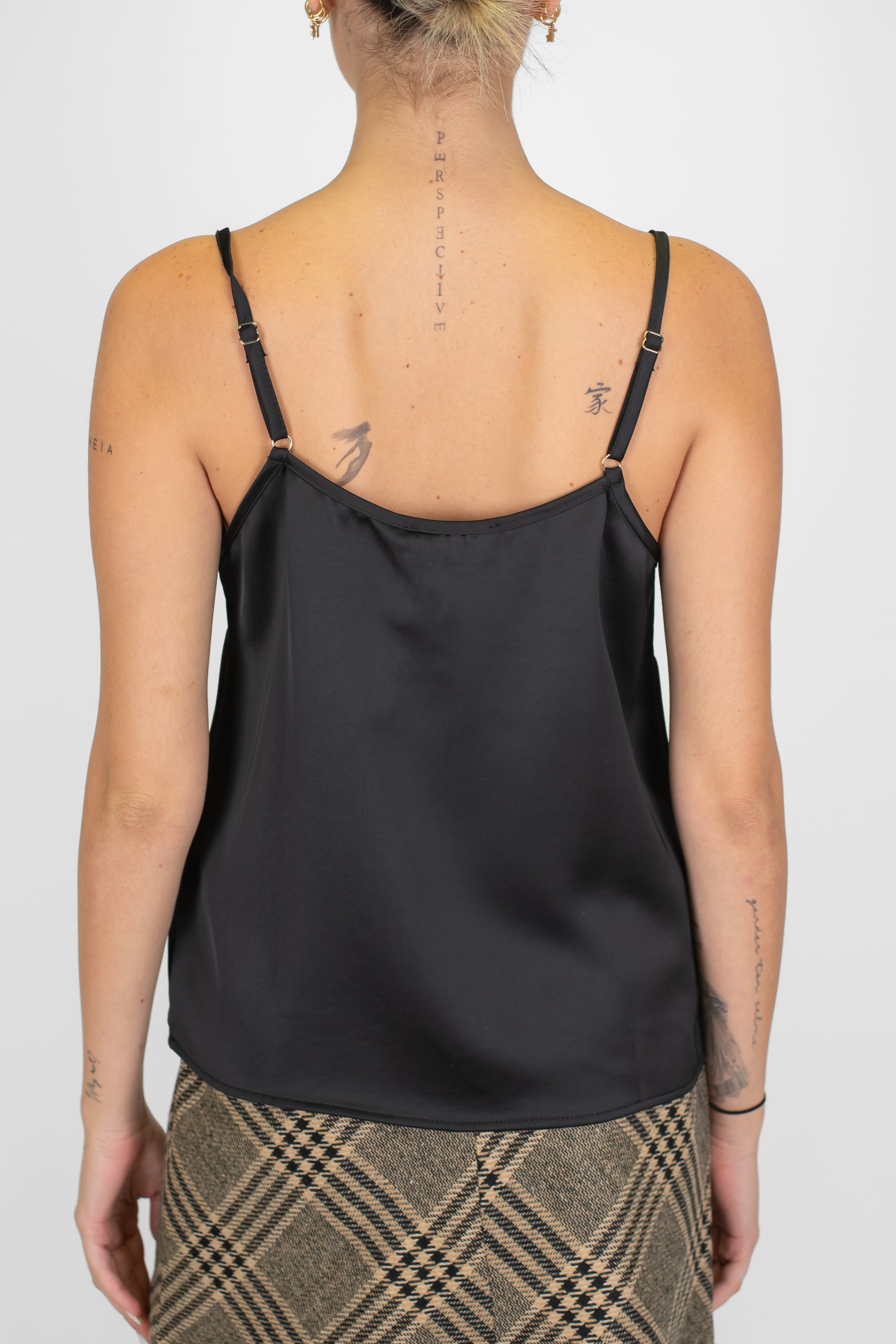 Motel - Top in satin con scollo a V in pizzo e bretelline