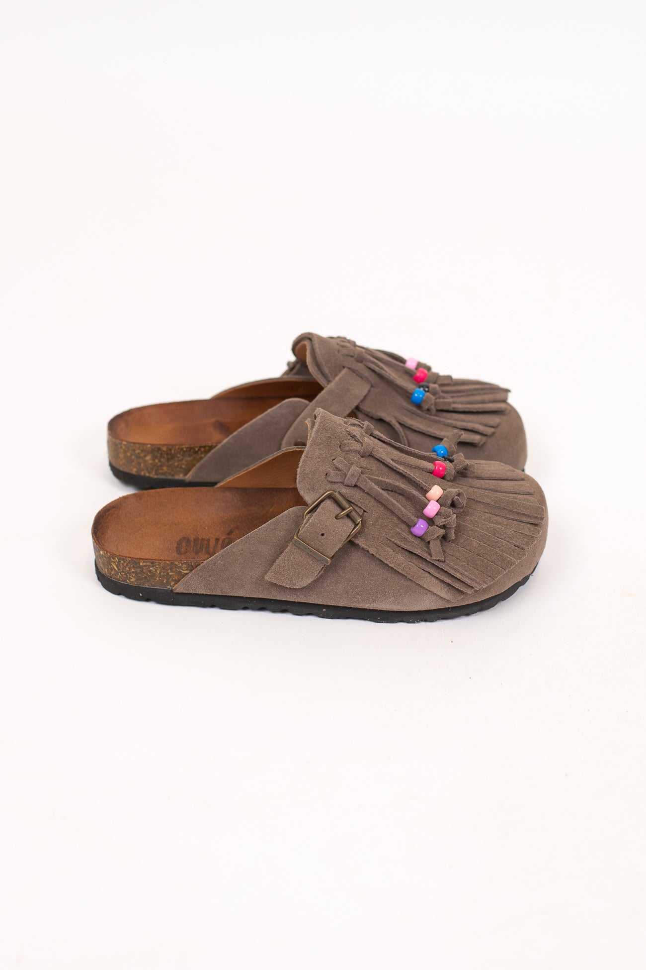 Ovyé - Mules in suede con frange e perline