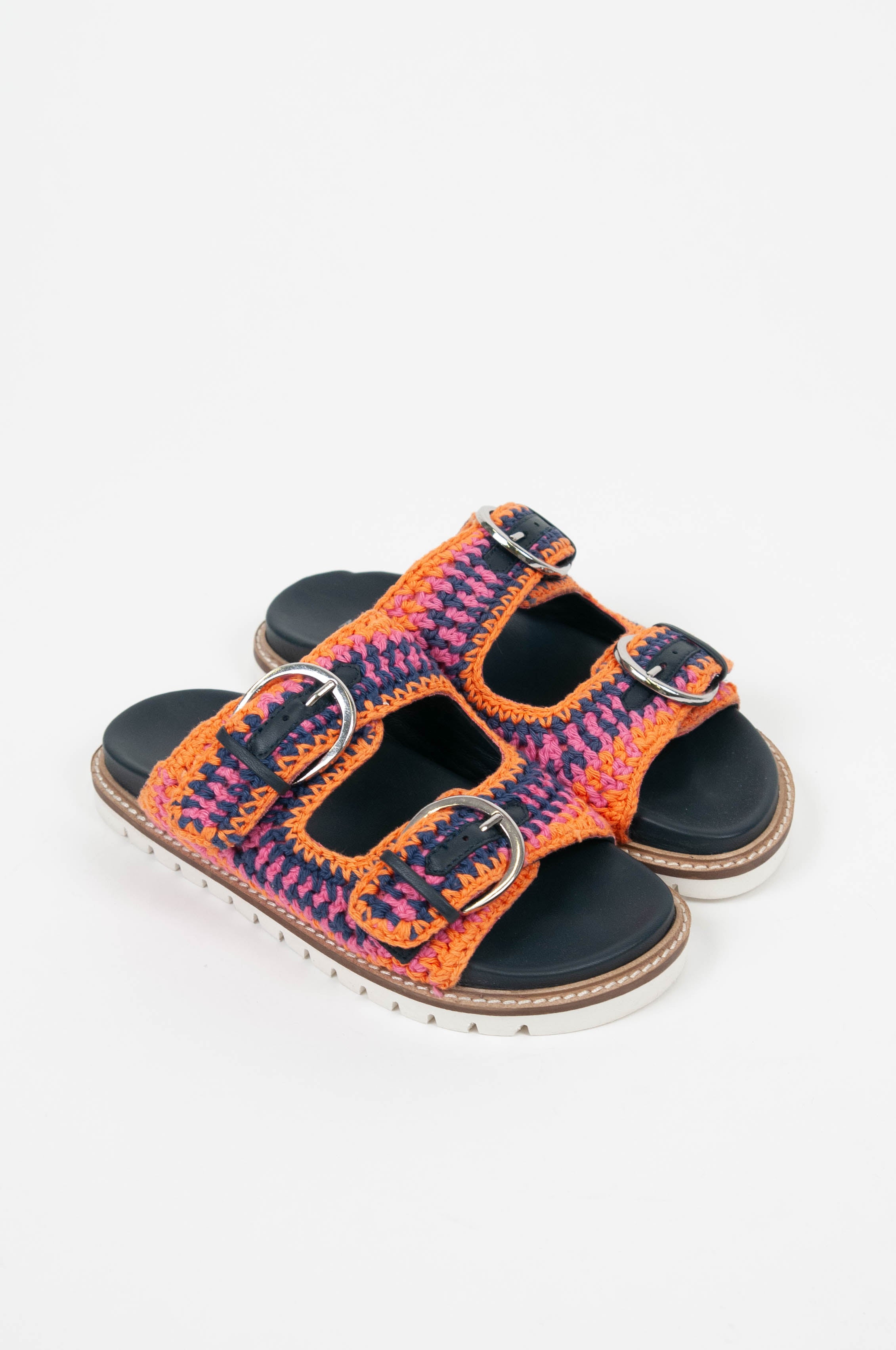 Mosaic - Sandal with double band in woven fabric