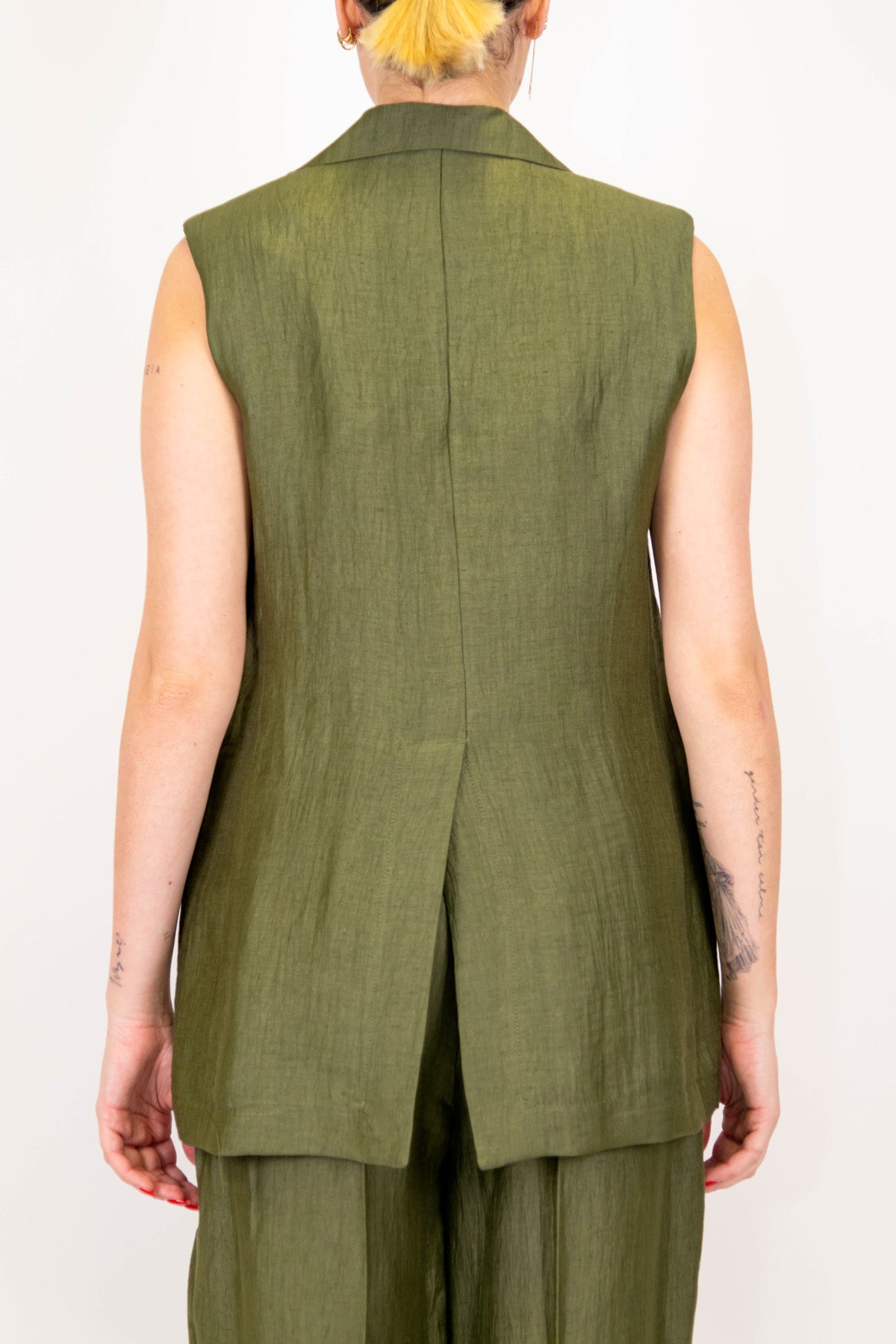 Maryley - Maxi gilet doppiopetto in misto lino