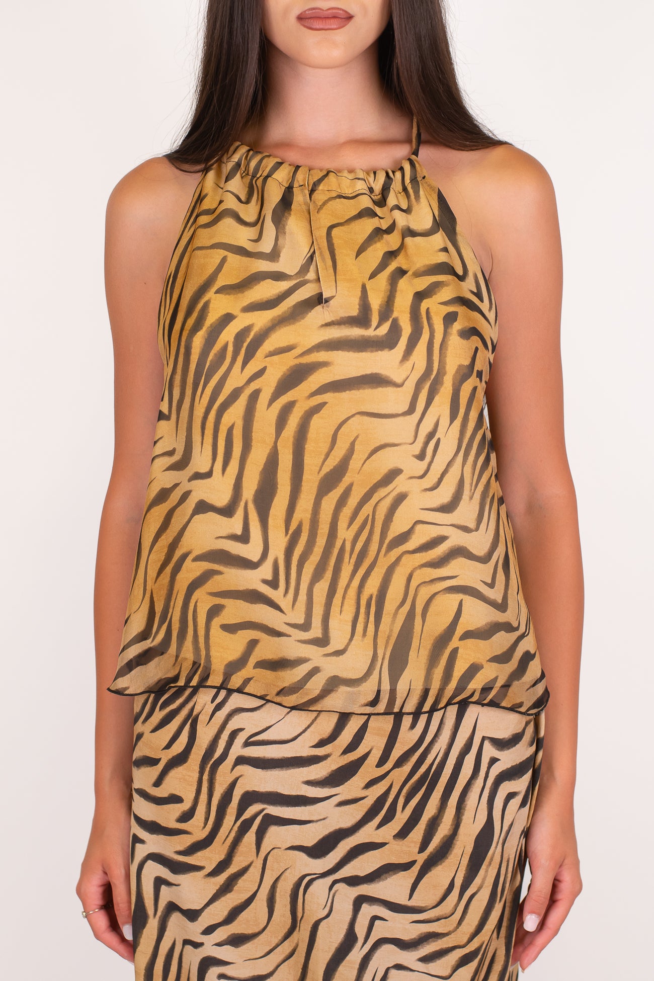 Dixie - Top fantasia animalier in misto seta