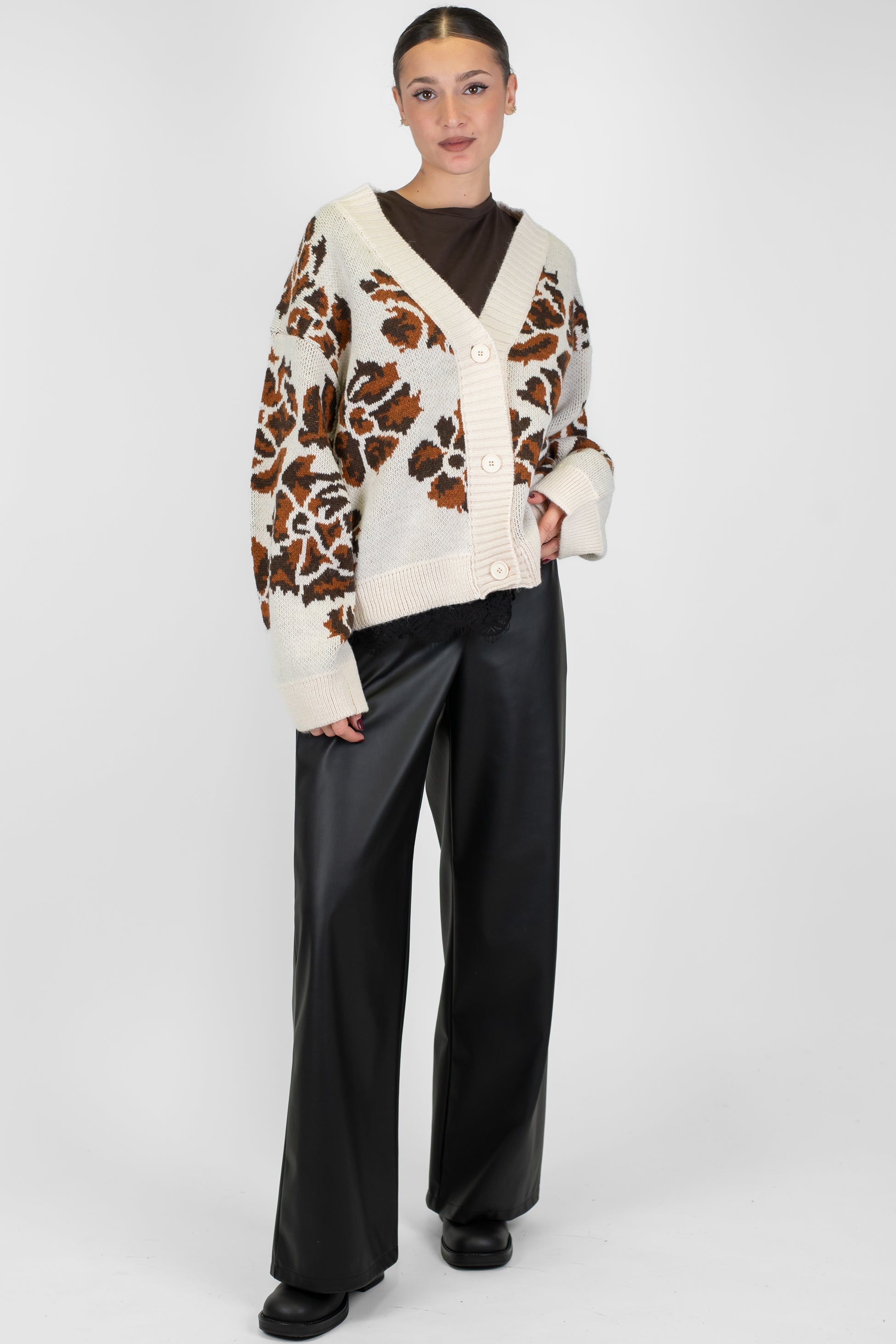 Maryley - Cardigan over in misto lana fantasia fiori