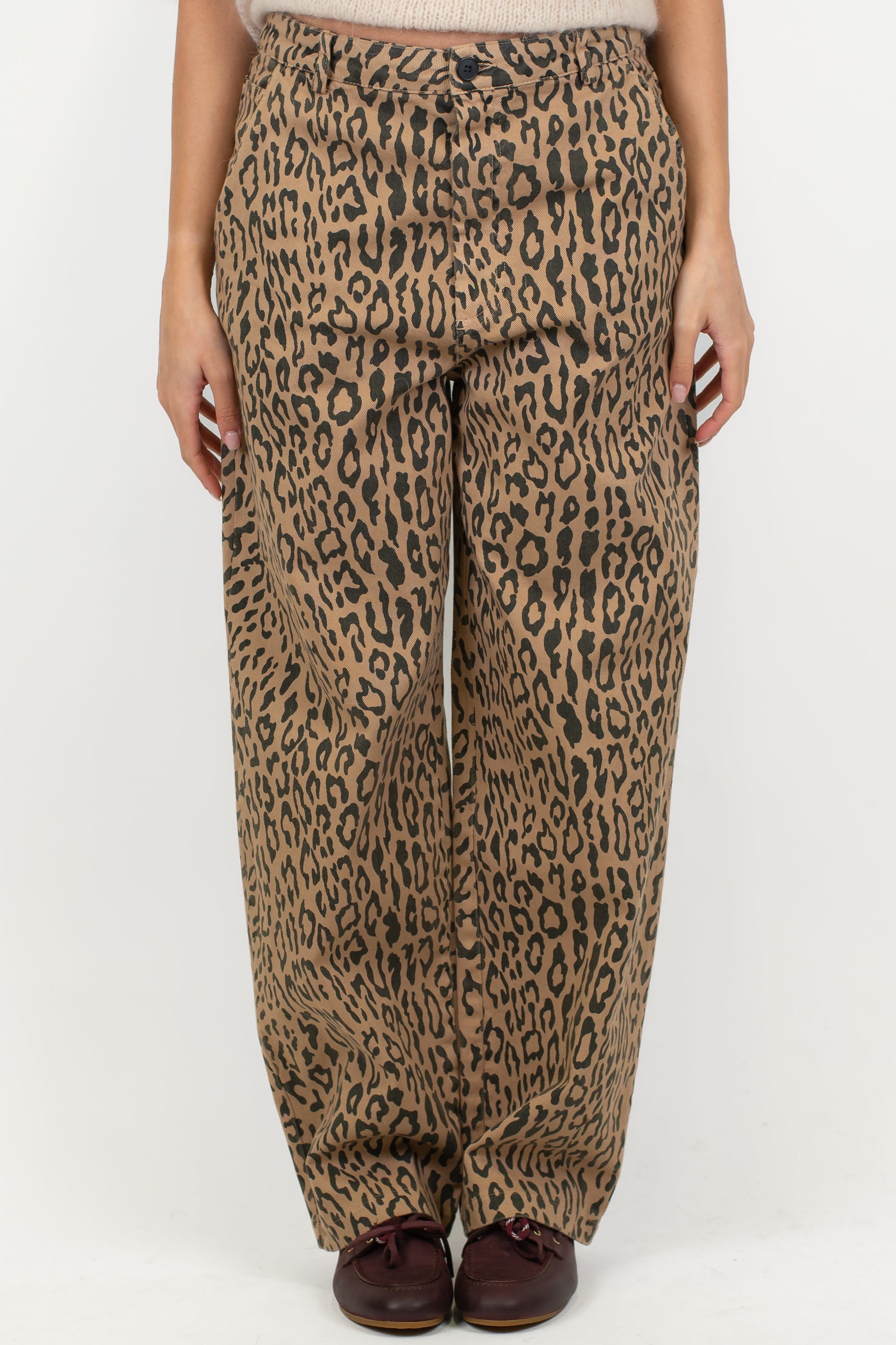 Dixie - Pantalone balloon in denim fantasia animalier