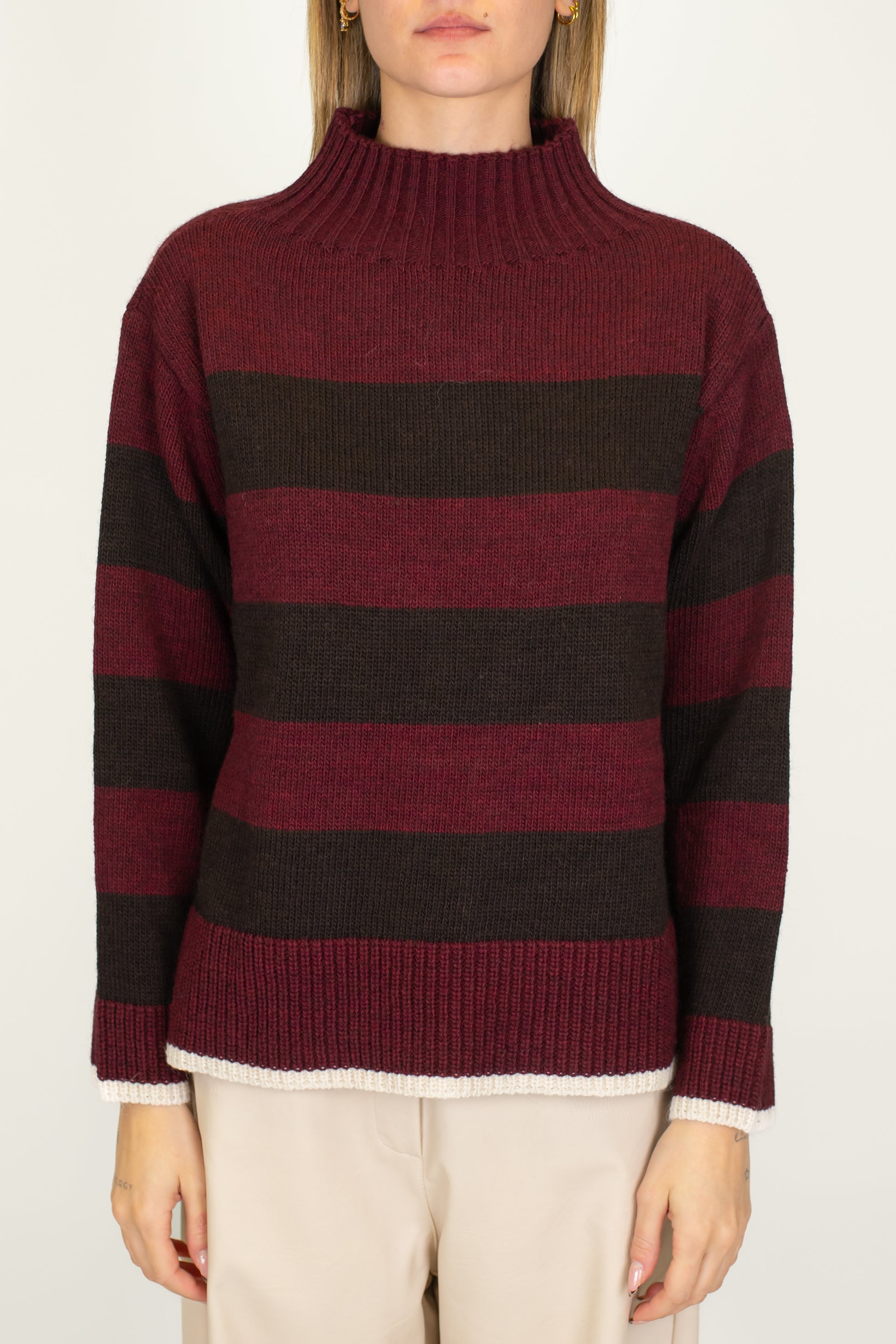 Motel - Lupetto fantasia a righe con fondo a contrasto