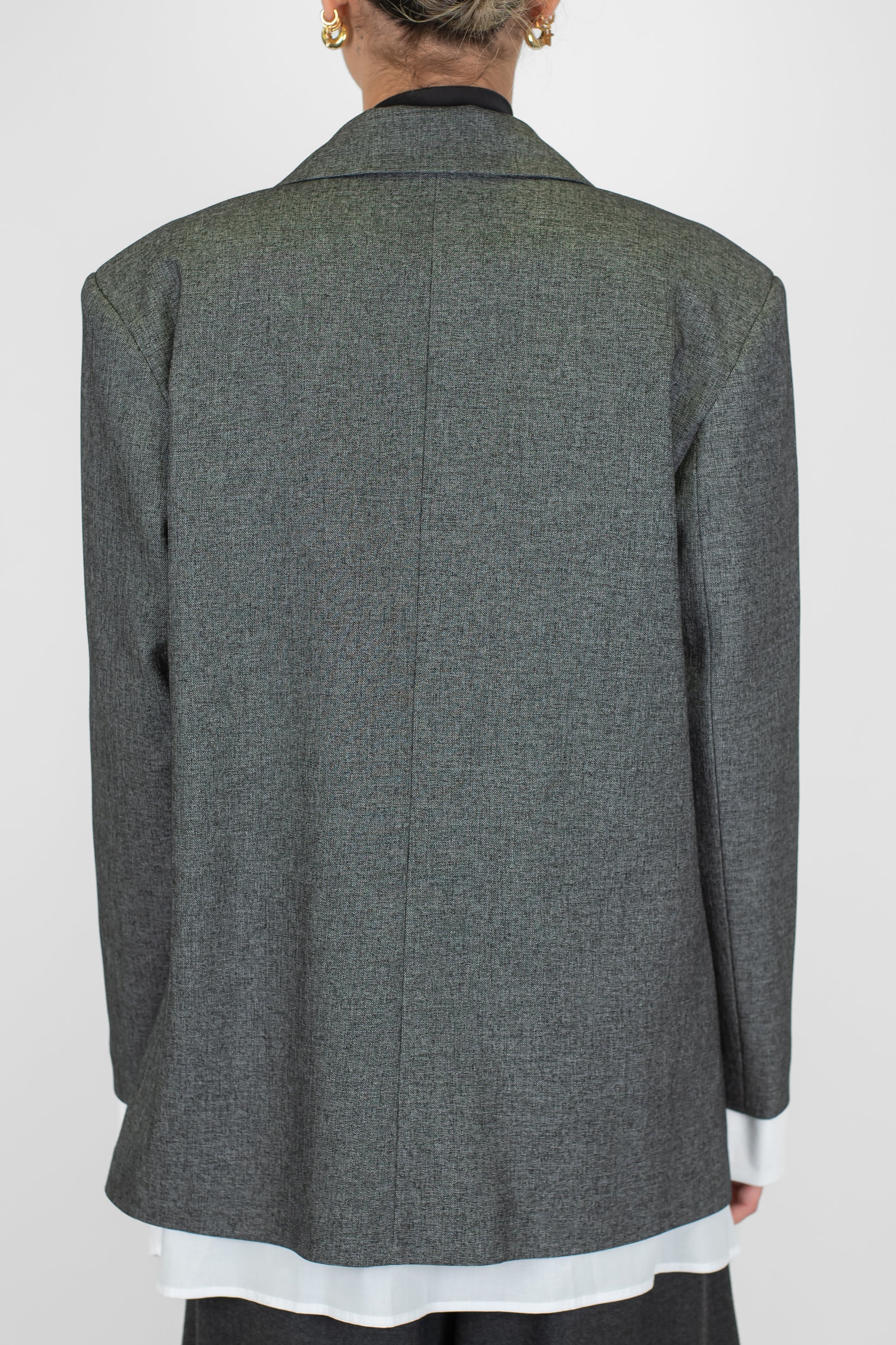 Motel - Giacca monopetto con spalline e orli con finta camicia