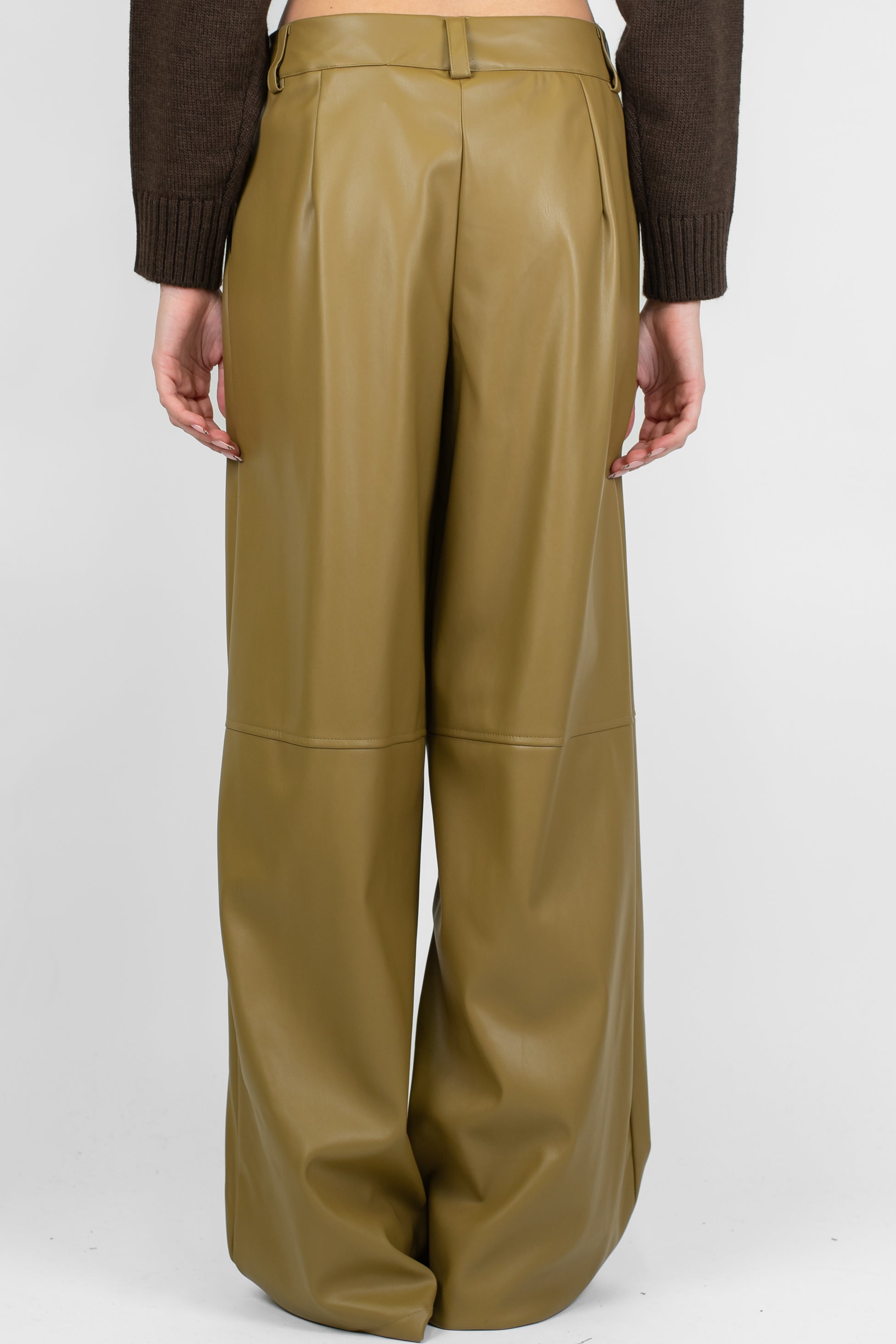 Dixie - Pantalone palazzo vita alta in ecopelle