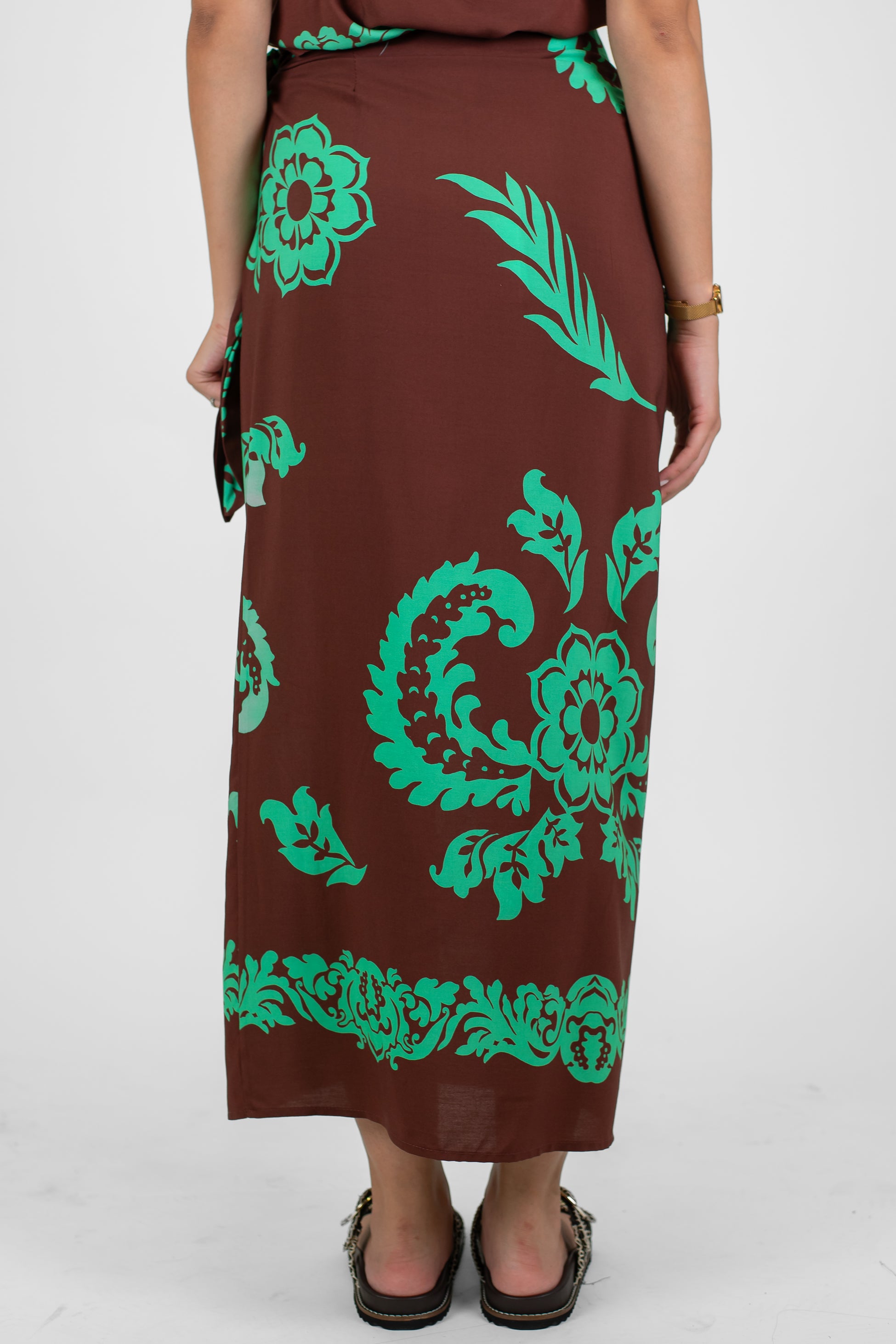 Tensione in - Gonna pareo a portafoglio fantasia floreale astratta in viscosa