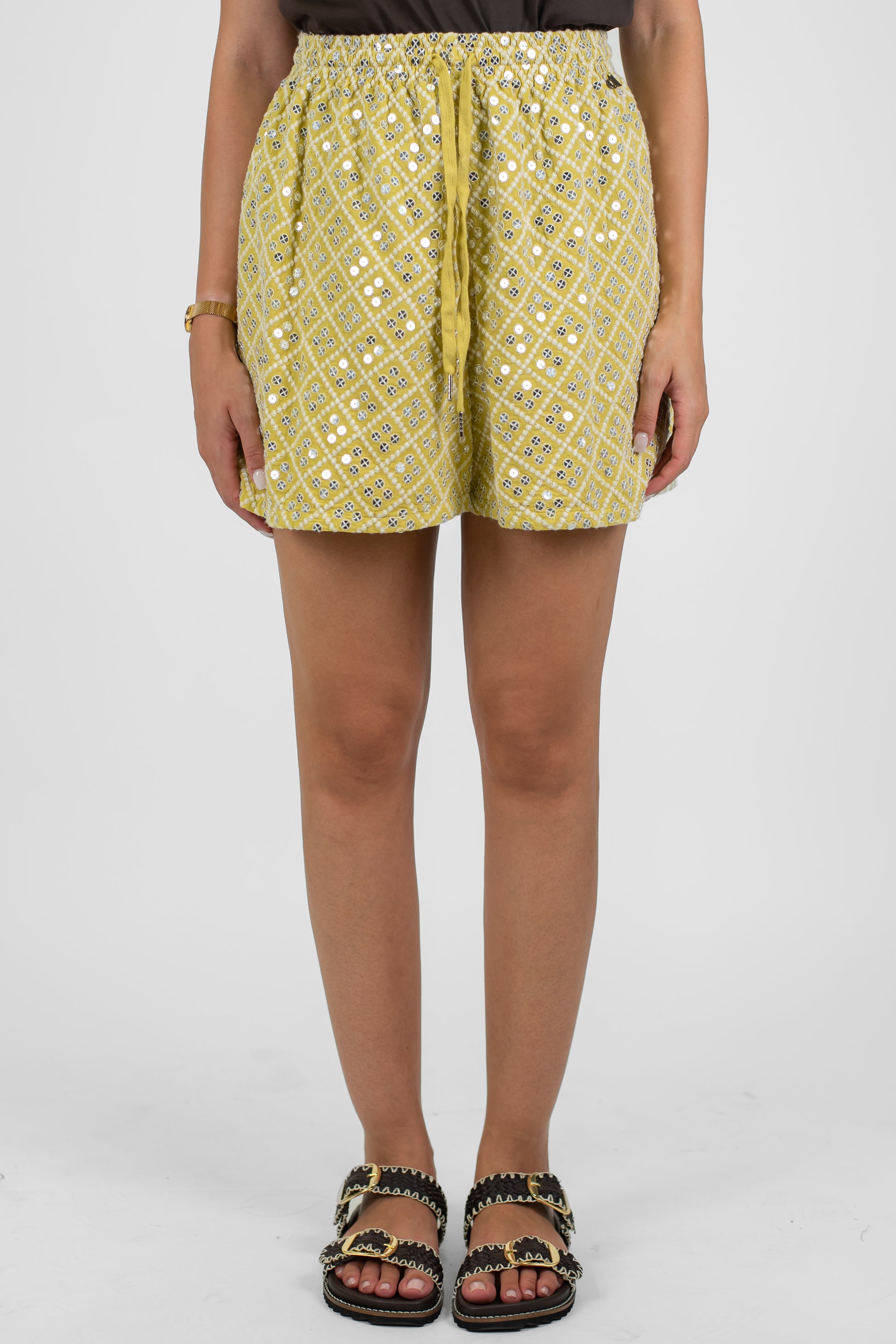 Dixie - Bermuda paillettes con coulisse in vita