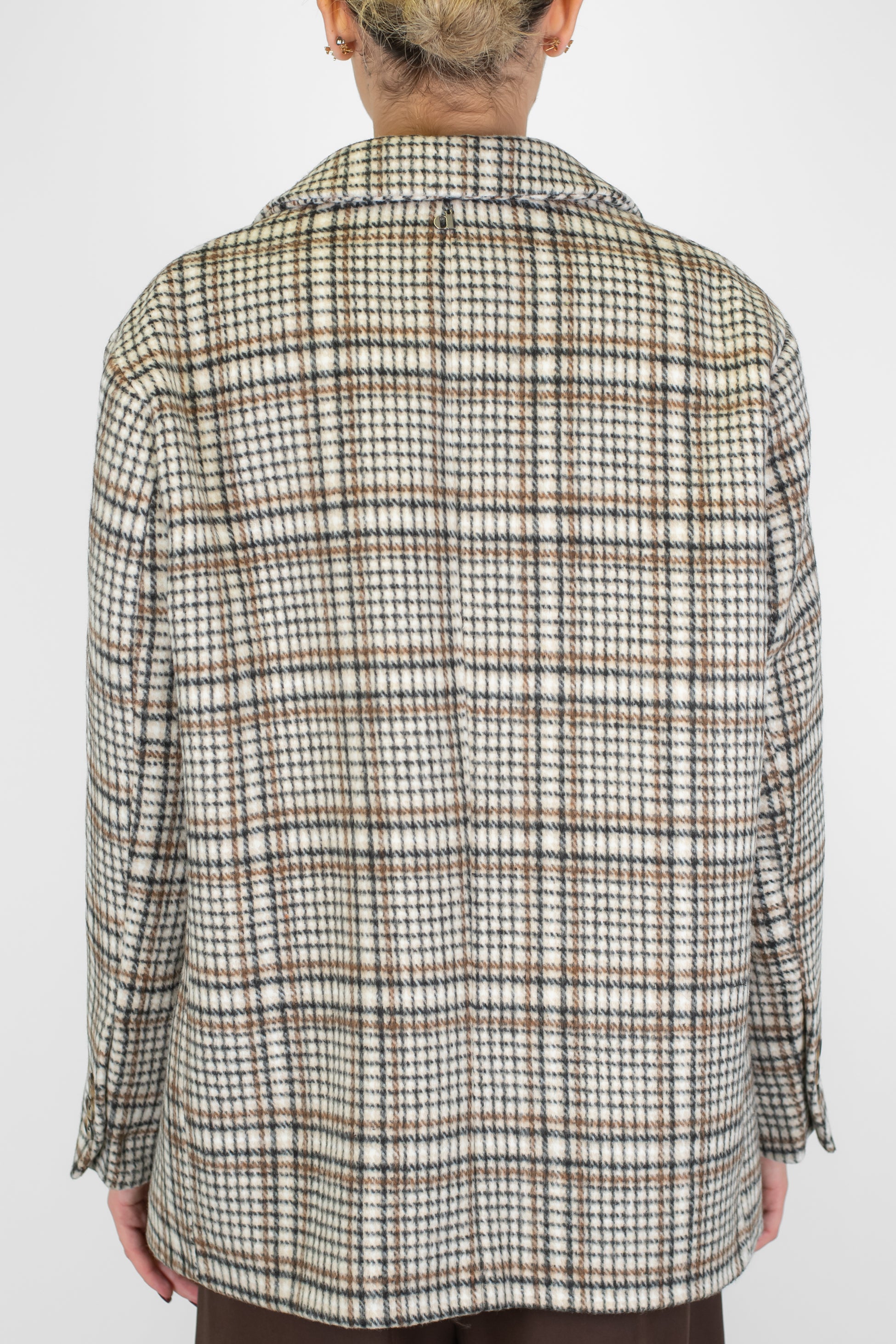 Dixie - Giacca fantasia principe di galles con spalline e spille gioiello