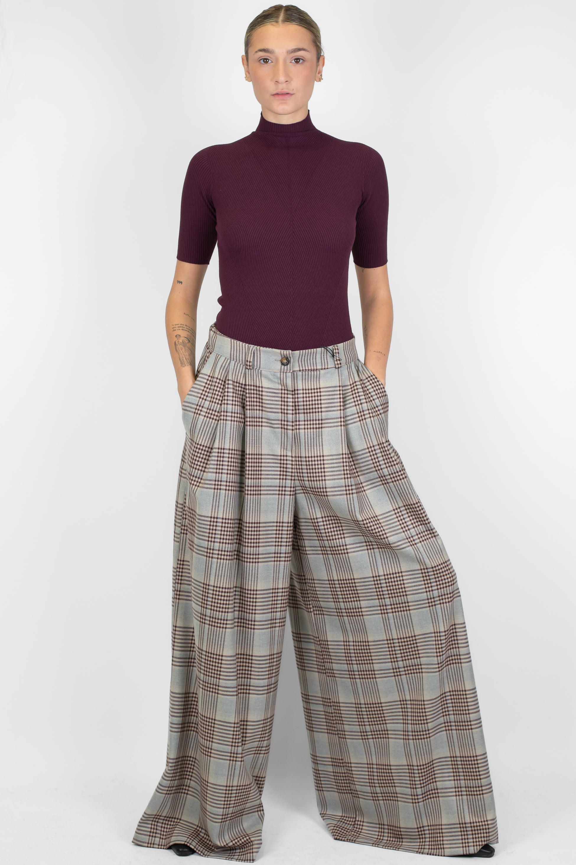 Tensione in - Pantalone palazzo fantasia principe di galles