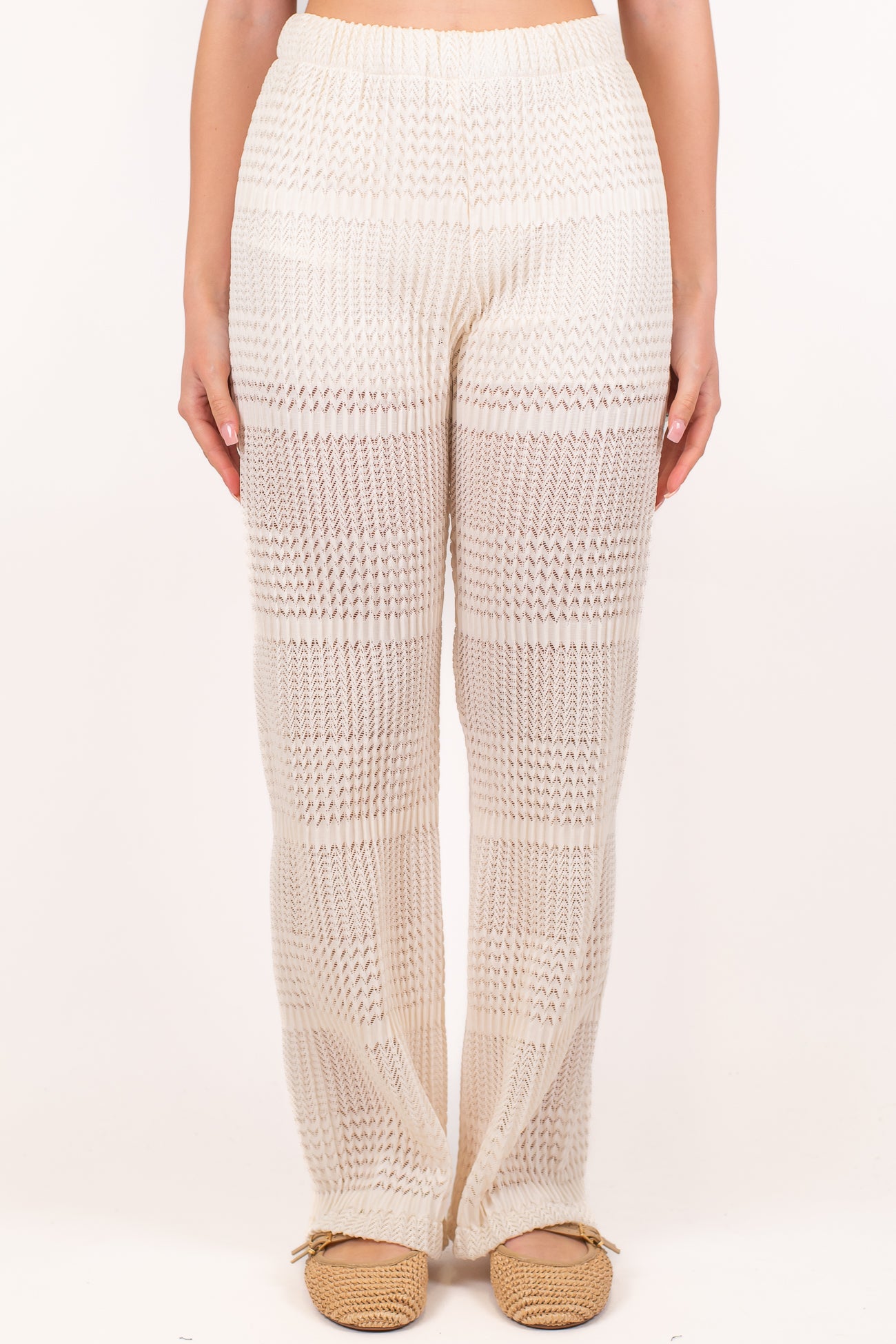 Haveone - Pantalone regular lavorato a maglia con elastico in vita