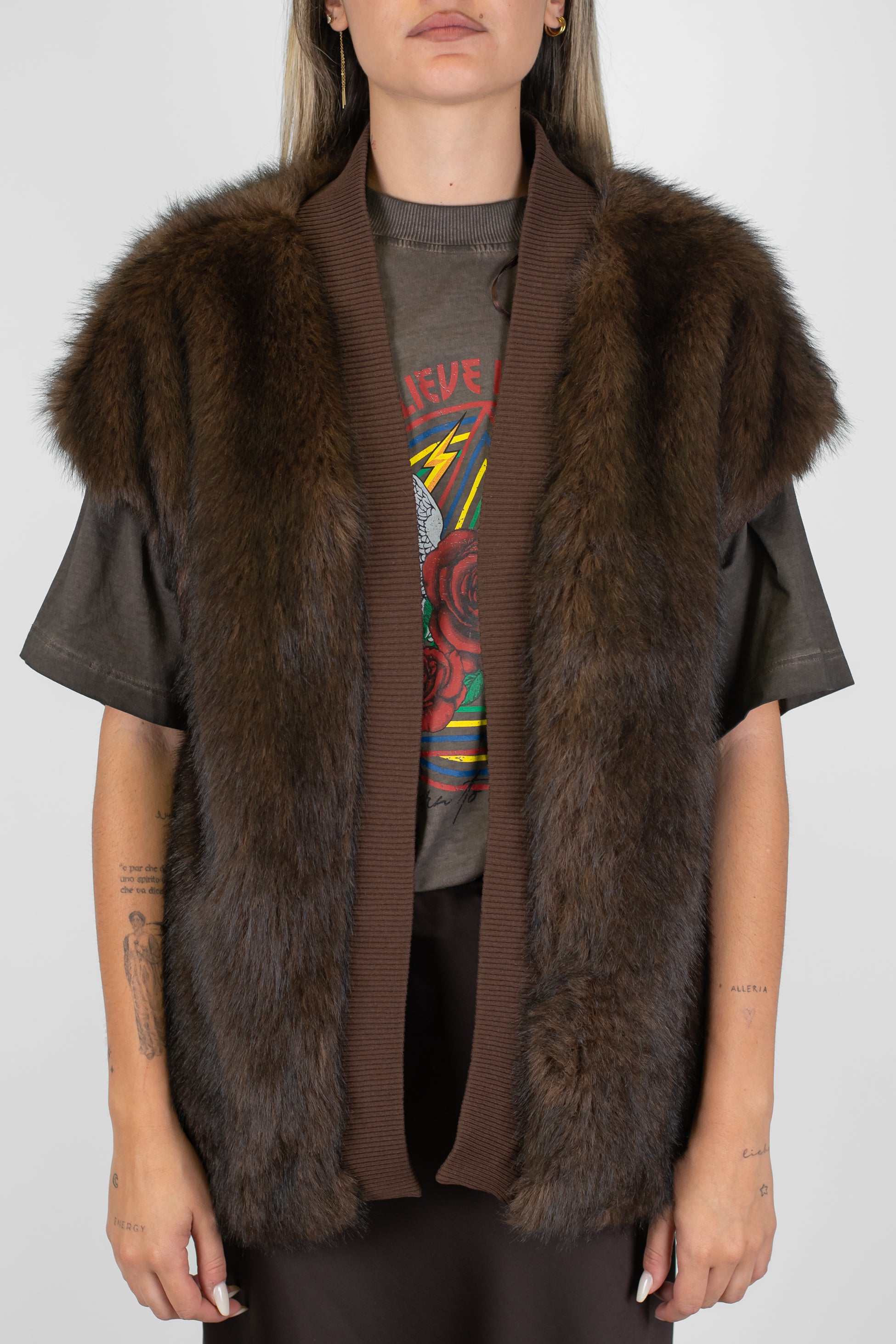 Dixie - Gilet aperto in ecopelliccia