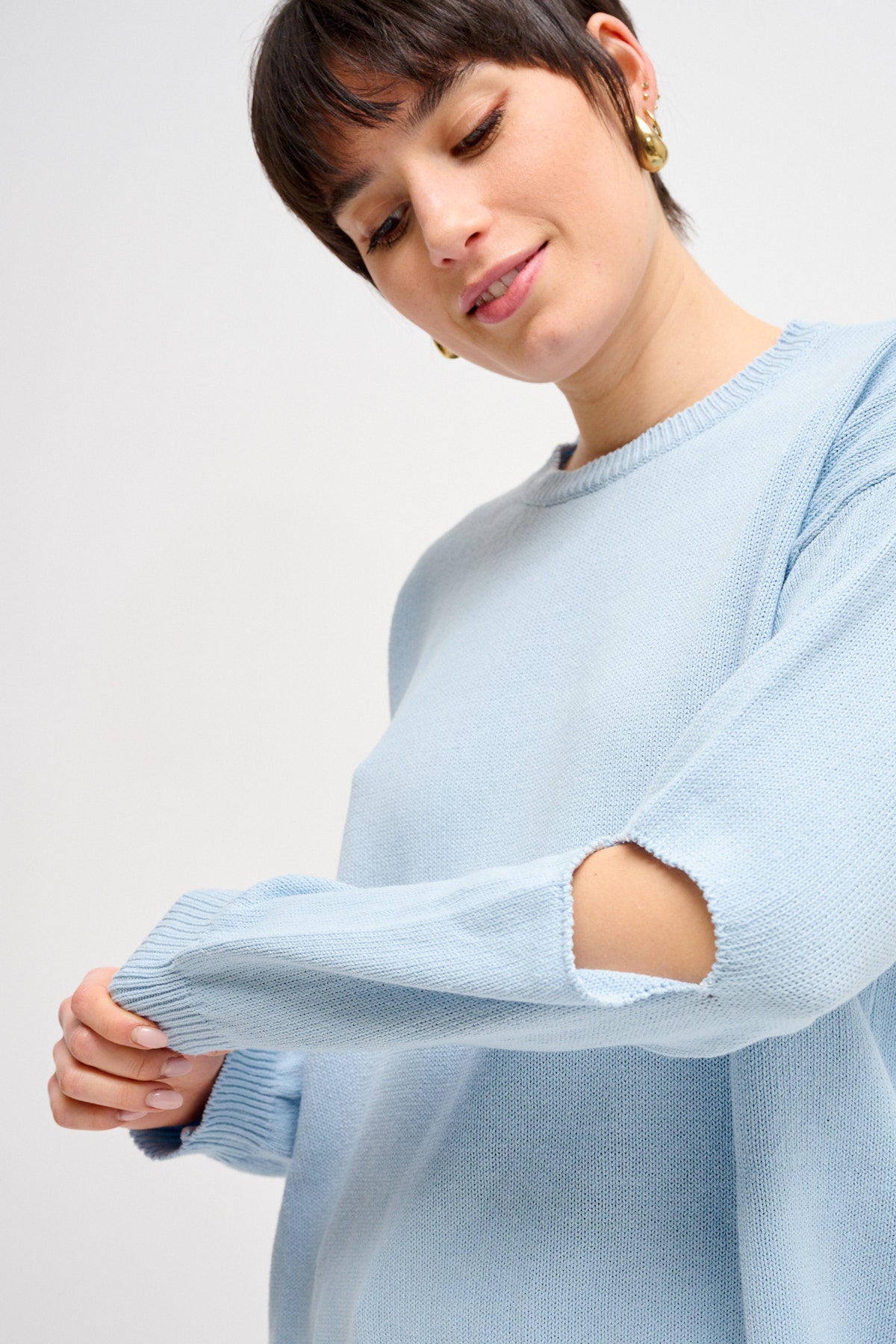 Maryley - Maglia girocollo con spacchetti sui gomiti