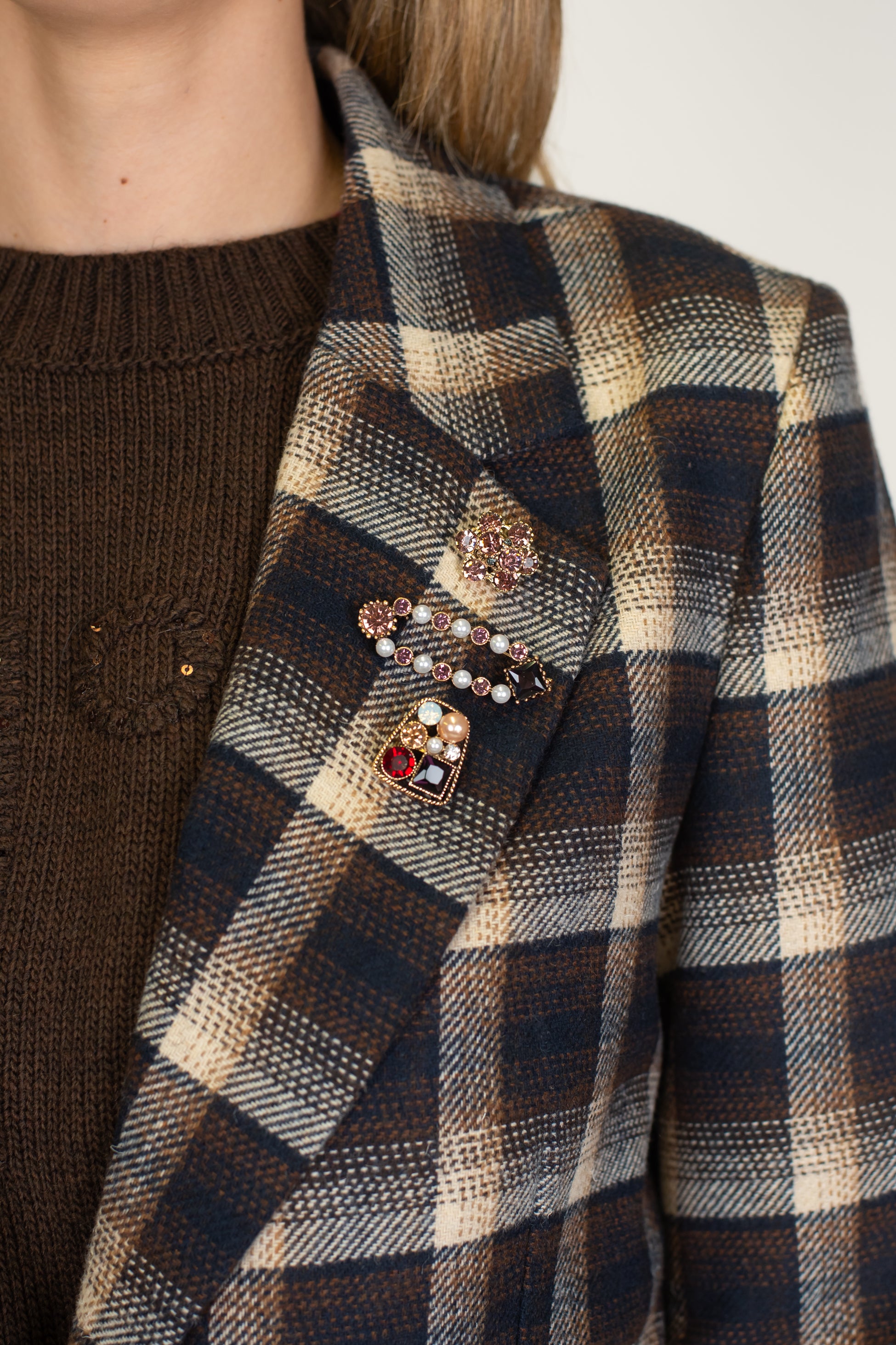 Tensione in - Giacca fantasia check in misto lana