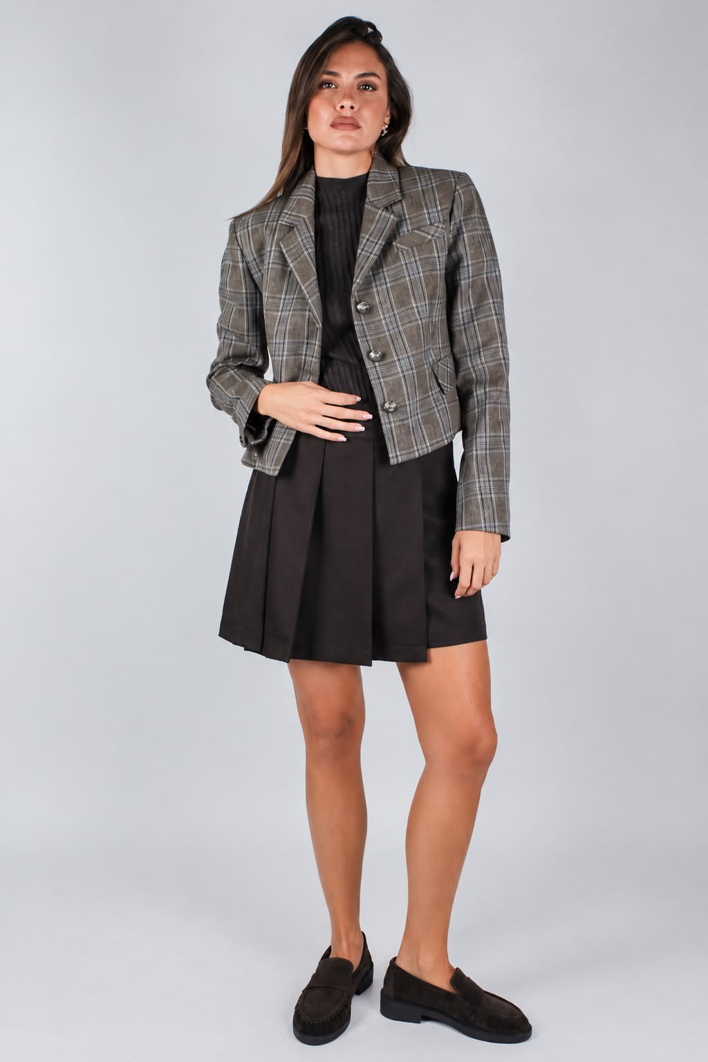 Haveone - Gonna-Shorts plissé con chiusura zip sul lato